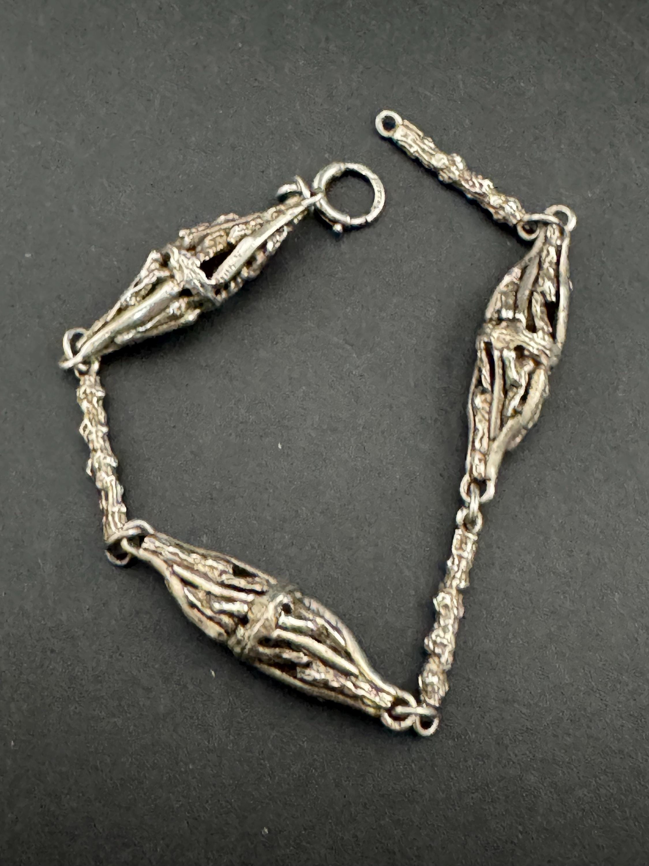 925 sterling silver brutalist panel link bracelet, 20cm long 19.3 grams