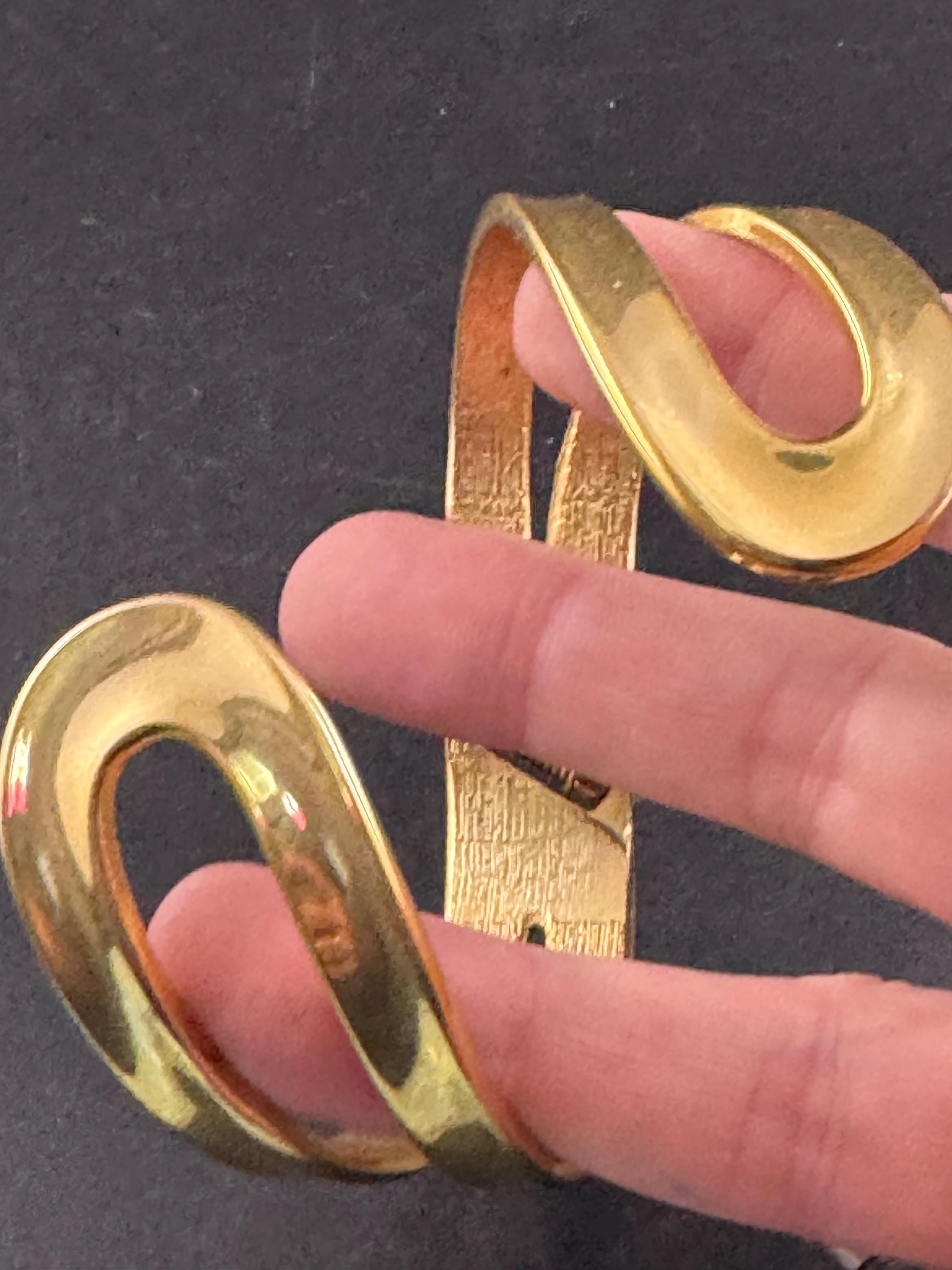 Vintage gold wide clamper bangle, 1990s cuff