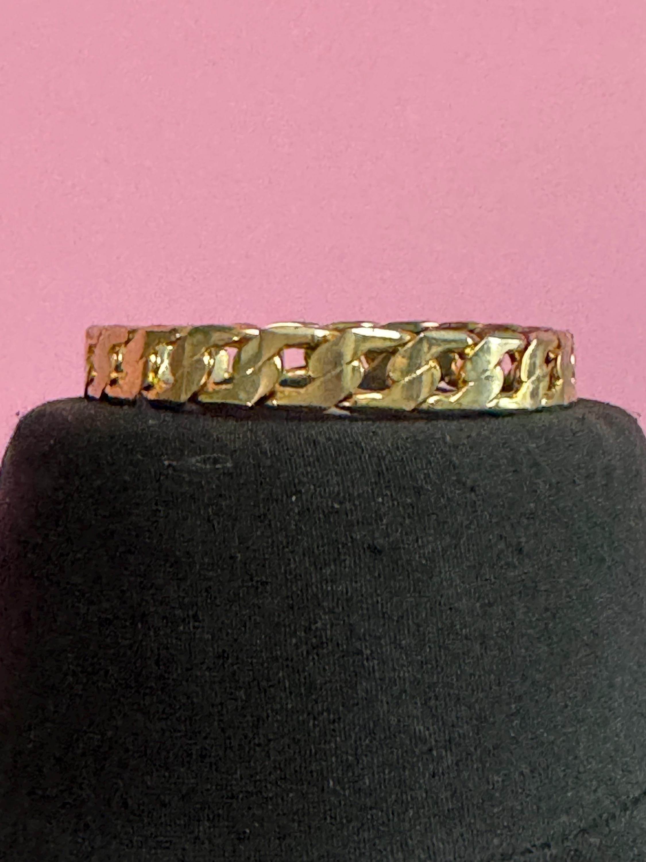 Fixed chain link bangle , gold tone bracelet