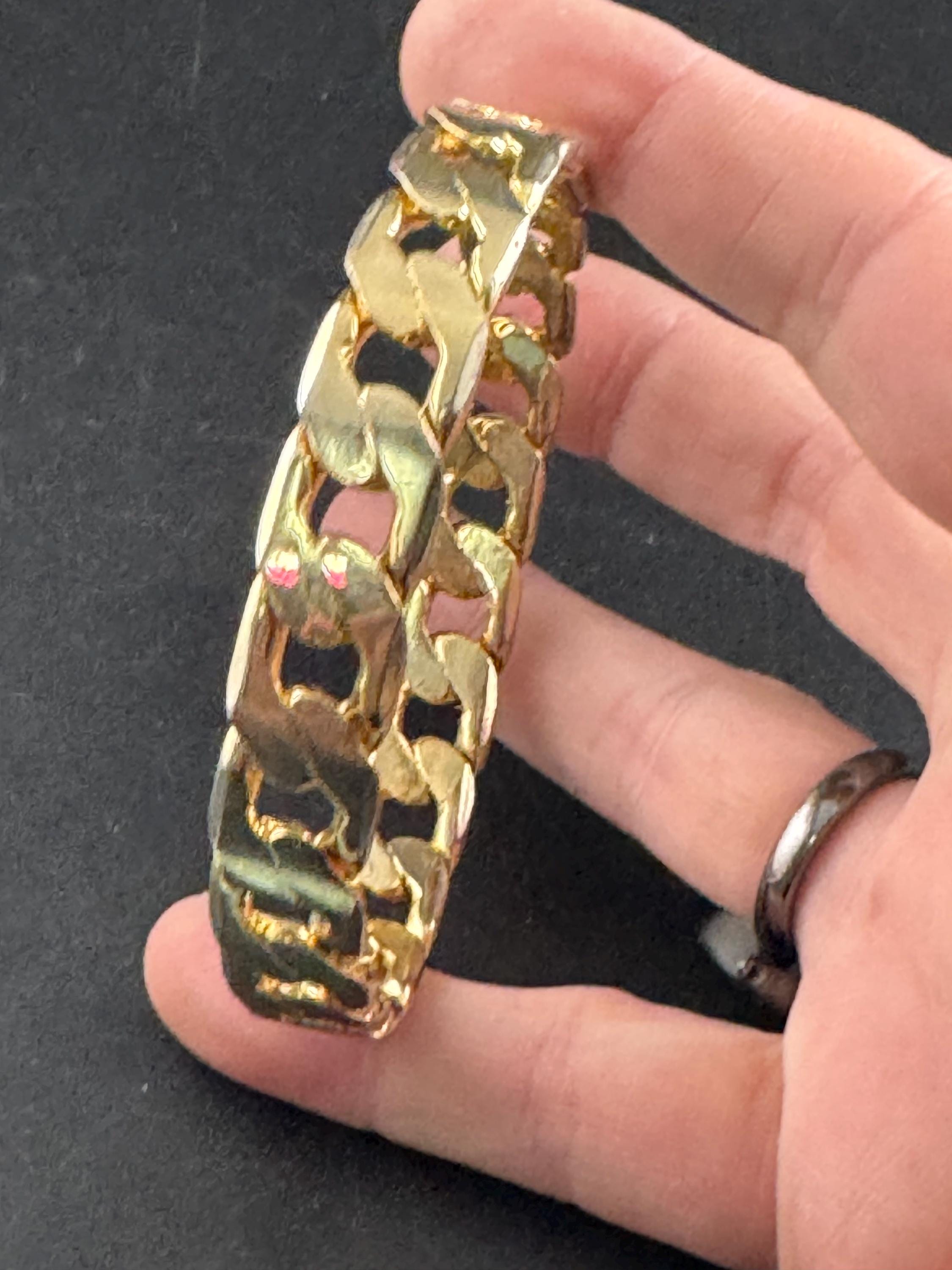 Fixed chain link bangle , gold tone bracelet