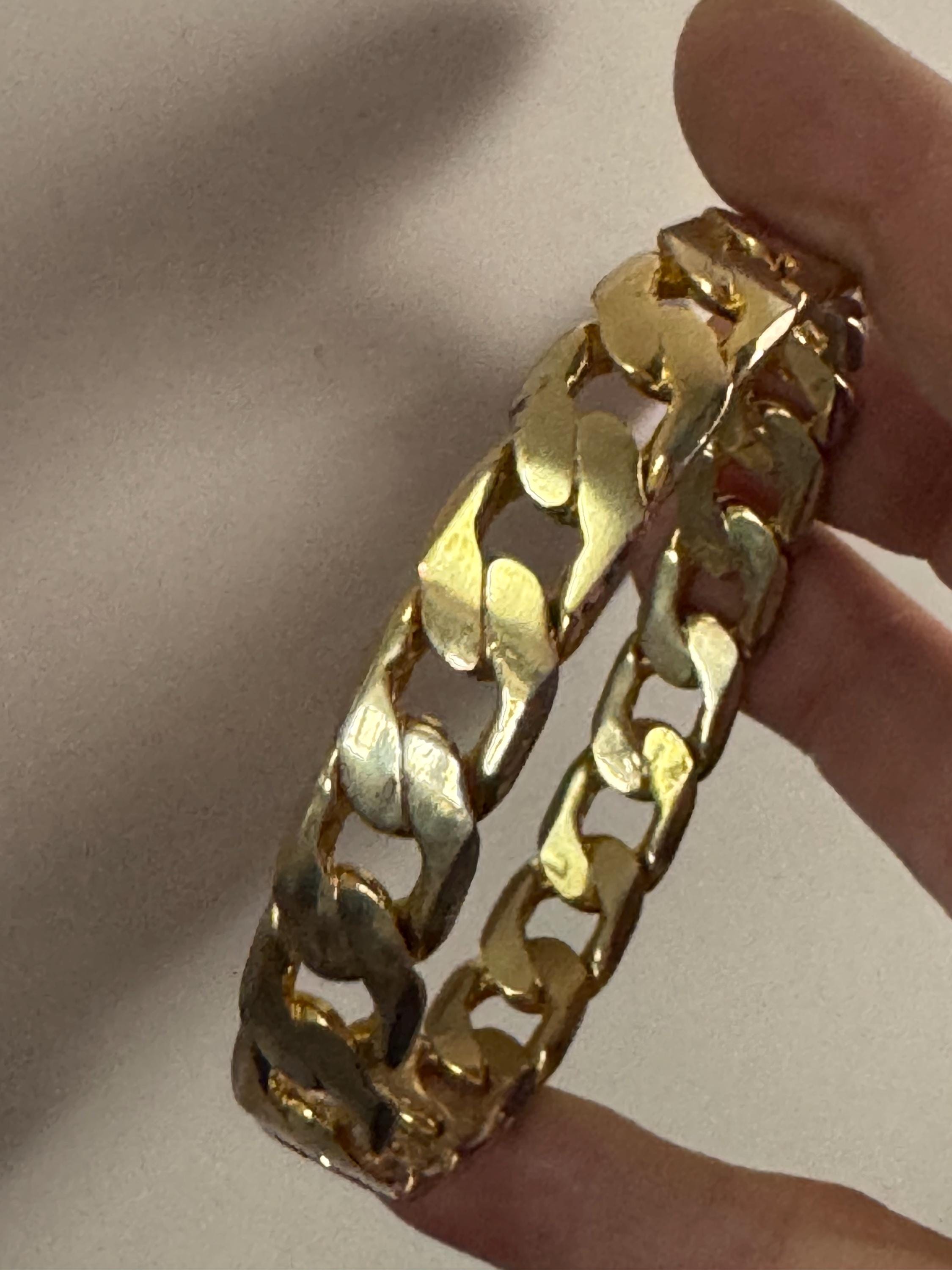 Fixed chain link bangle , gold tone bracelet