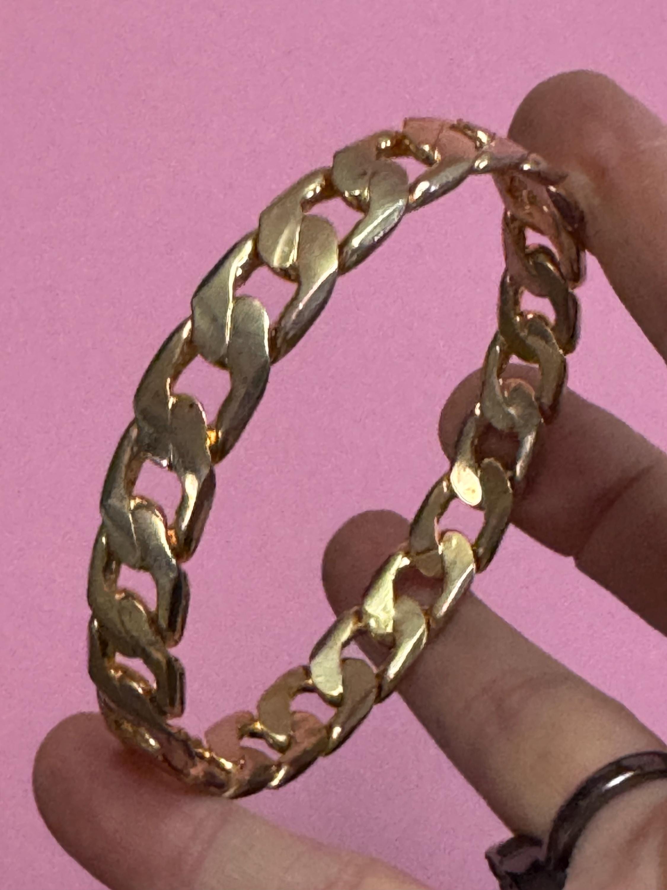 Fixed chain link bangle , gold tone bracelet