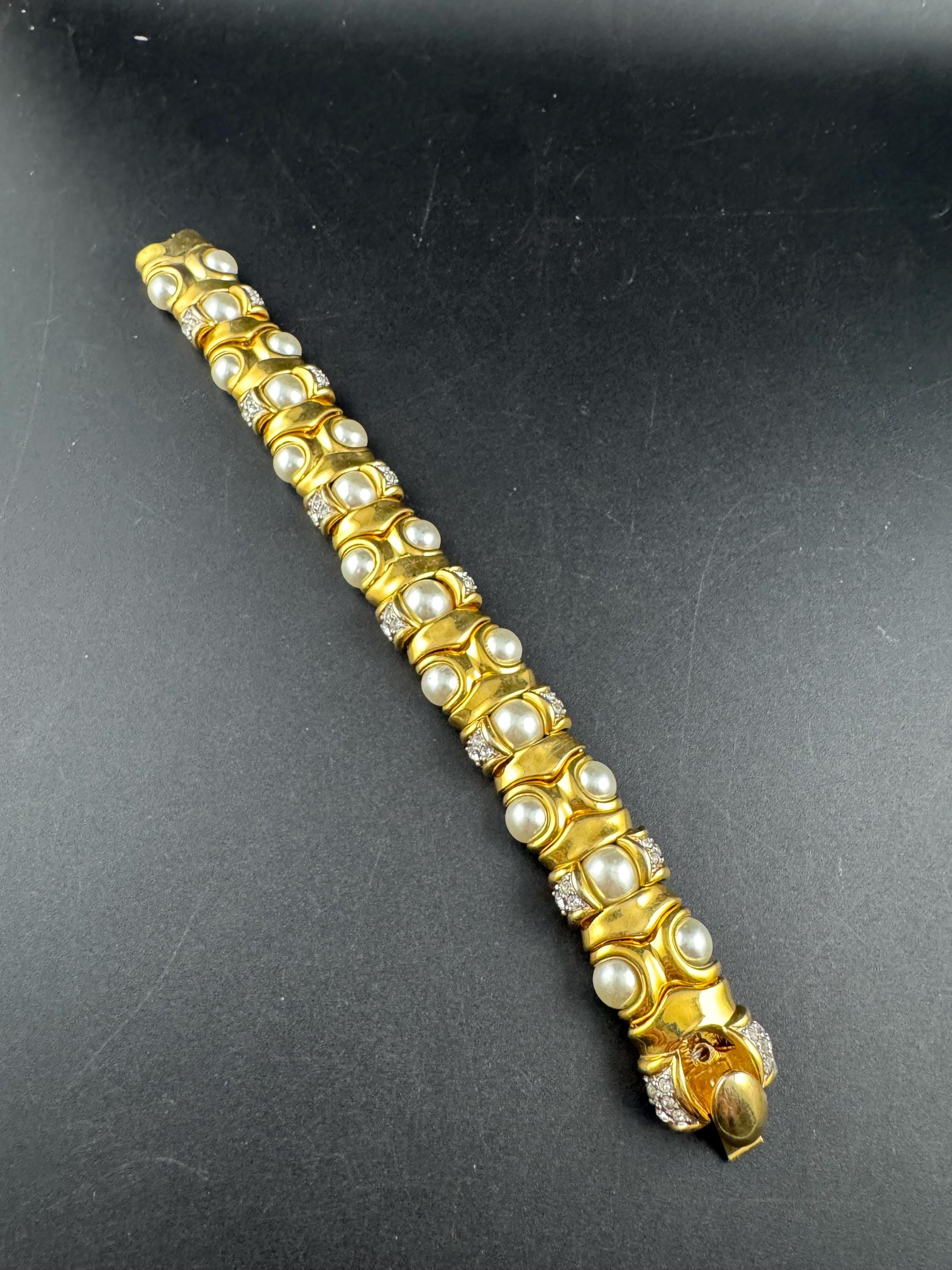 Cabouchon “legacy set” pearl jewellery set, choker and bracelet 90s