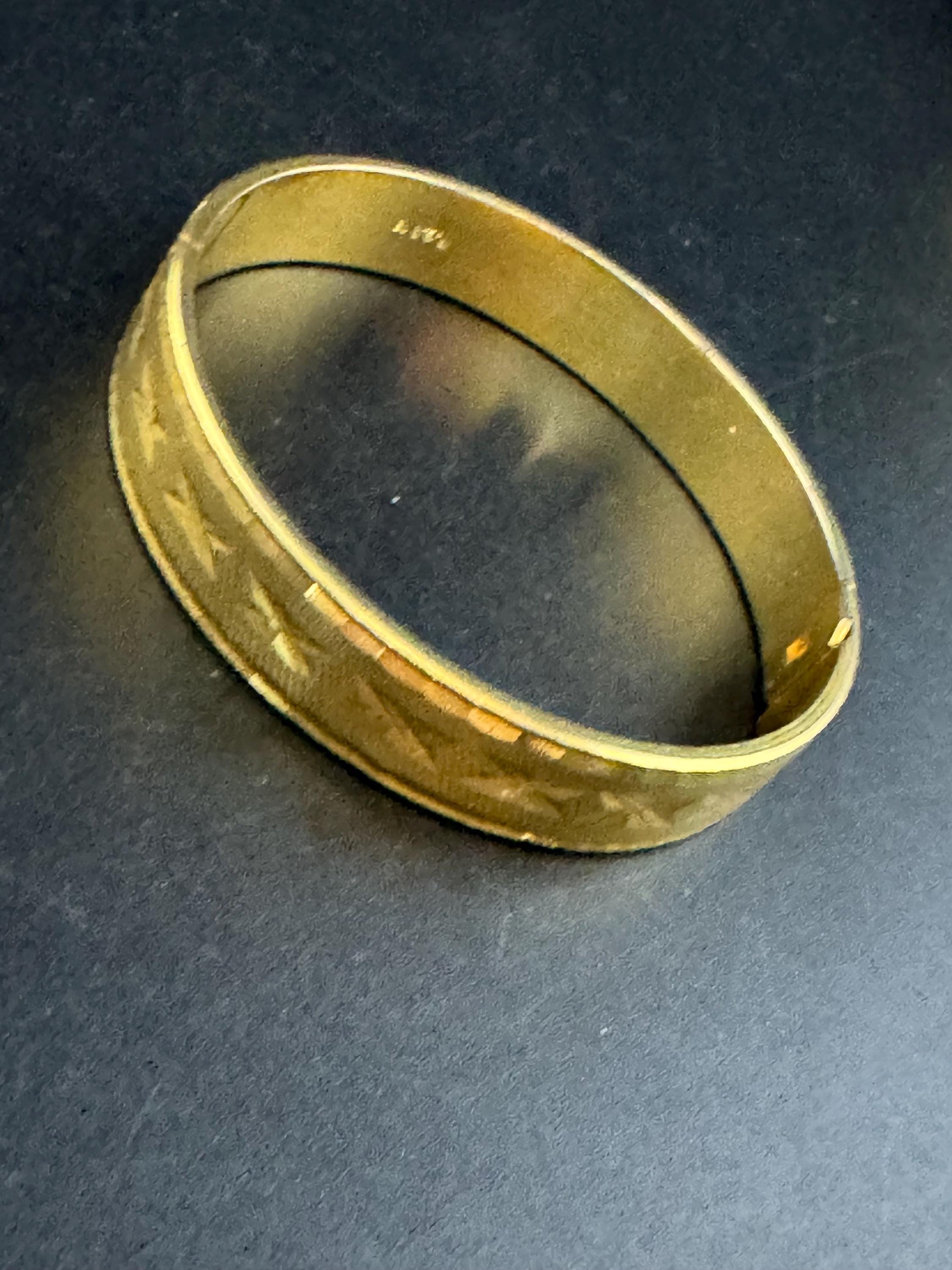 18K RGP Vintage Stamped Hinged etched Bangle, 1970s