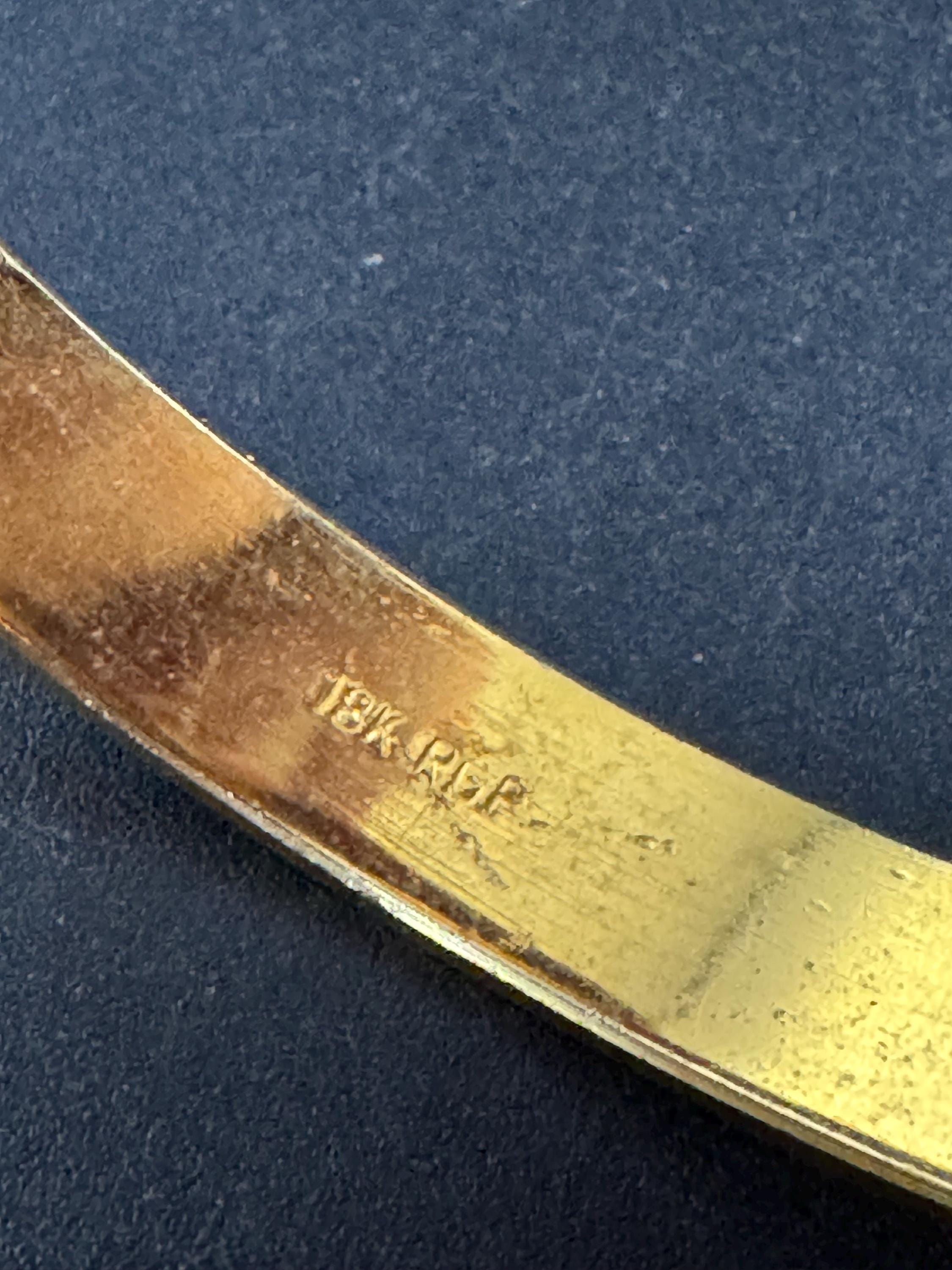 18K RGP Vintage Stamped Gold plated Hinged etched Bangle, 70s