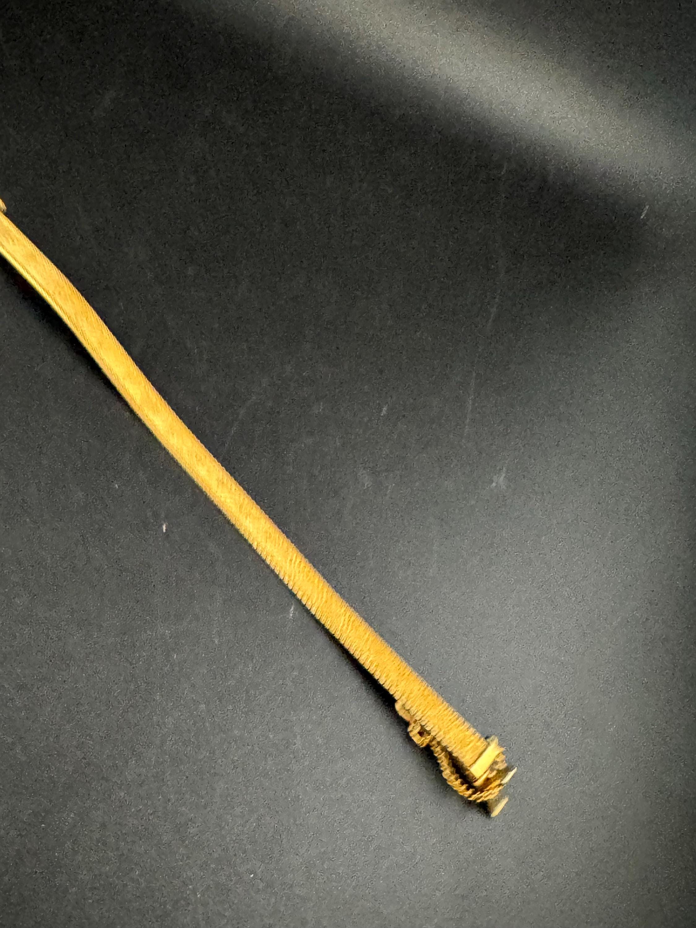 Vintage slim flat mesh bangle bracelet , gold plated with safety chain