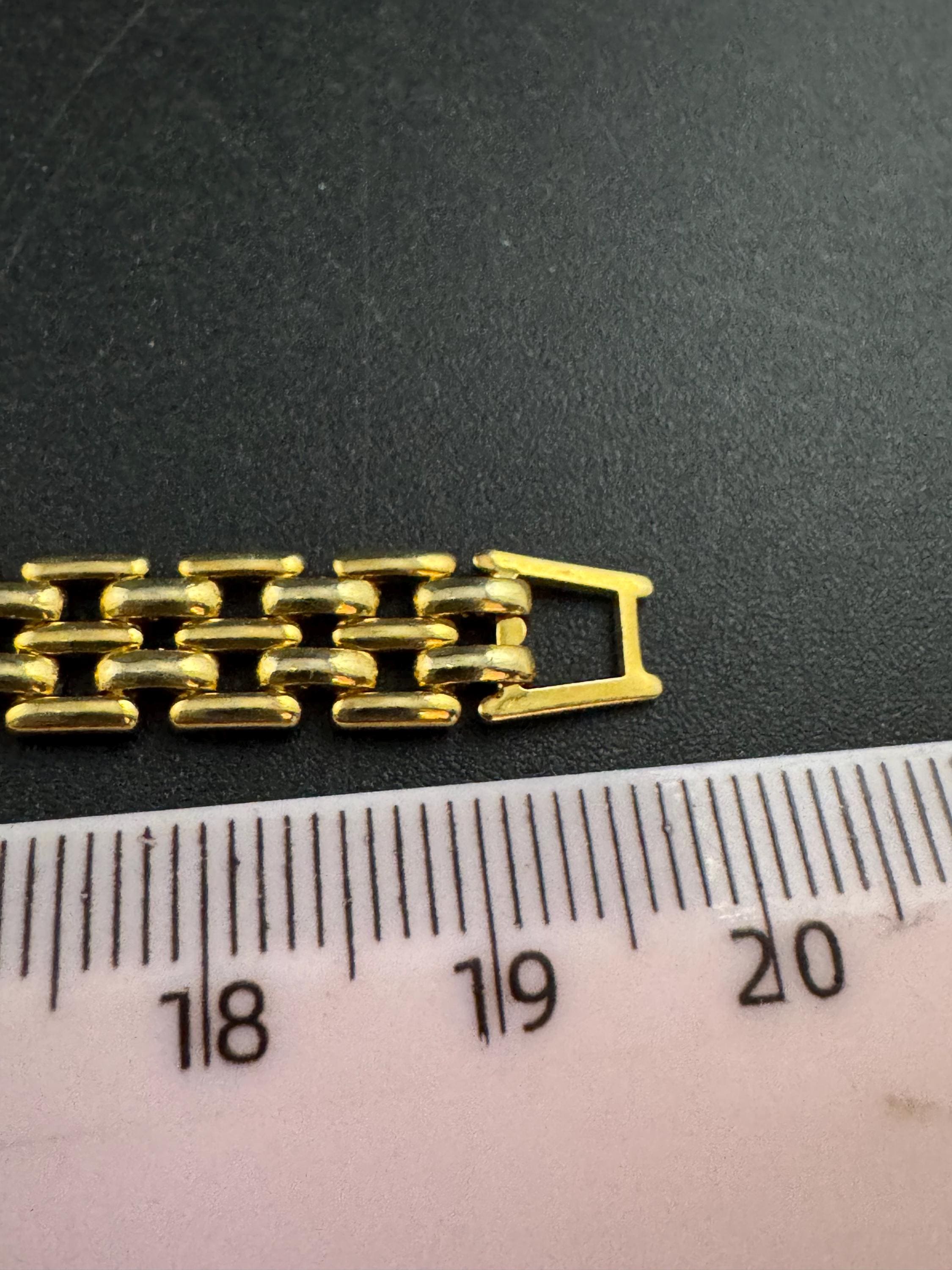 Slim Gold Tone Panther Link brick Bracelet, 19.5cm Vintage 1980s