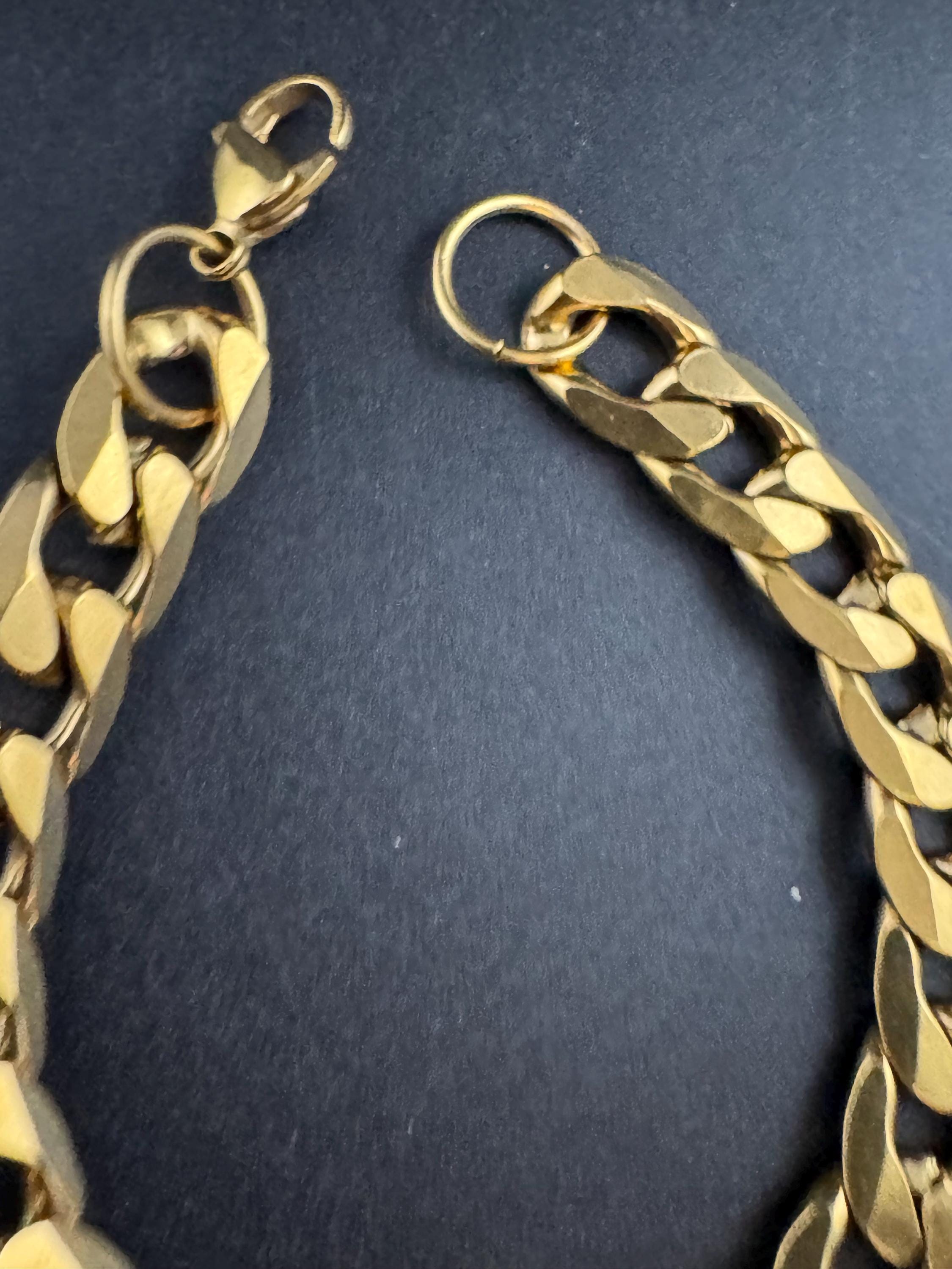 chunky 1cm wide flat curb chain bracelet, men’s unisex 21cm long