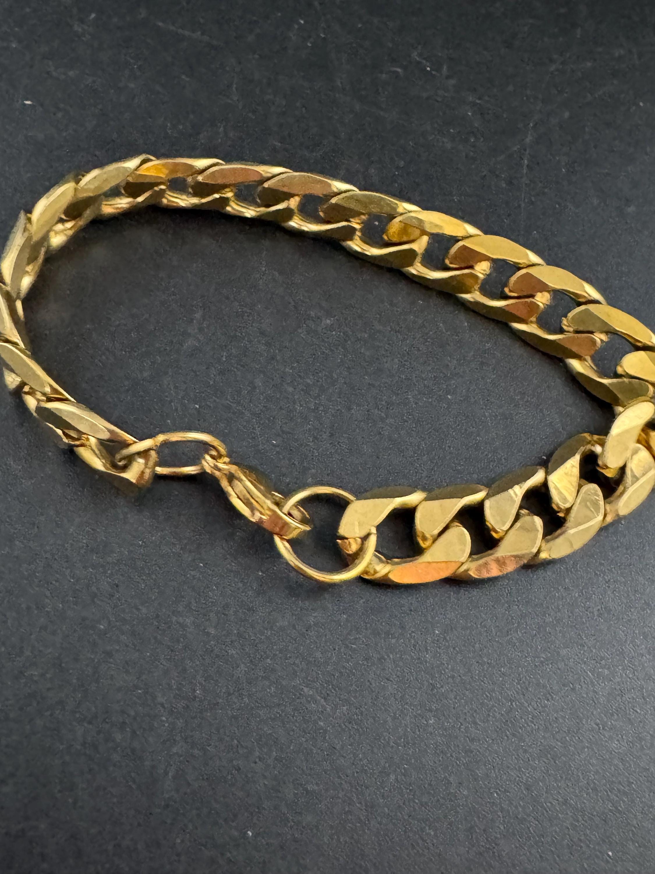 chunky 1cm wide flat curb chain bracelet, men’s unisex 21cm long