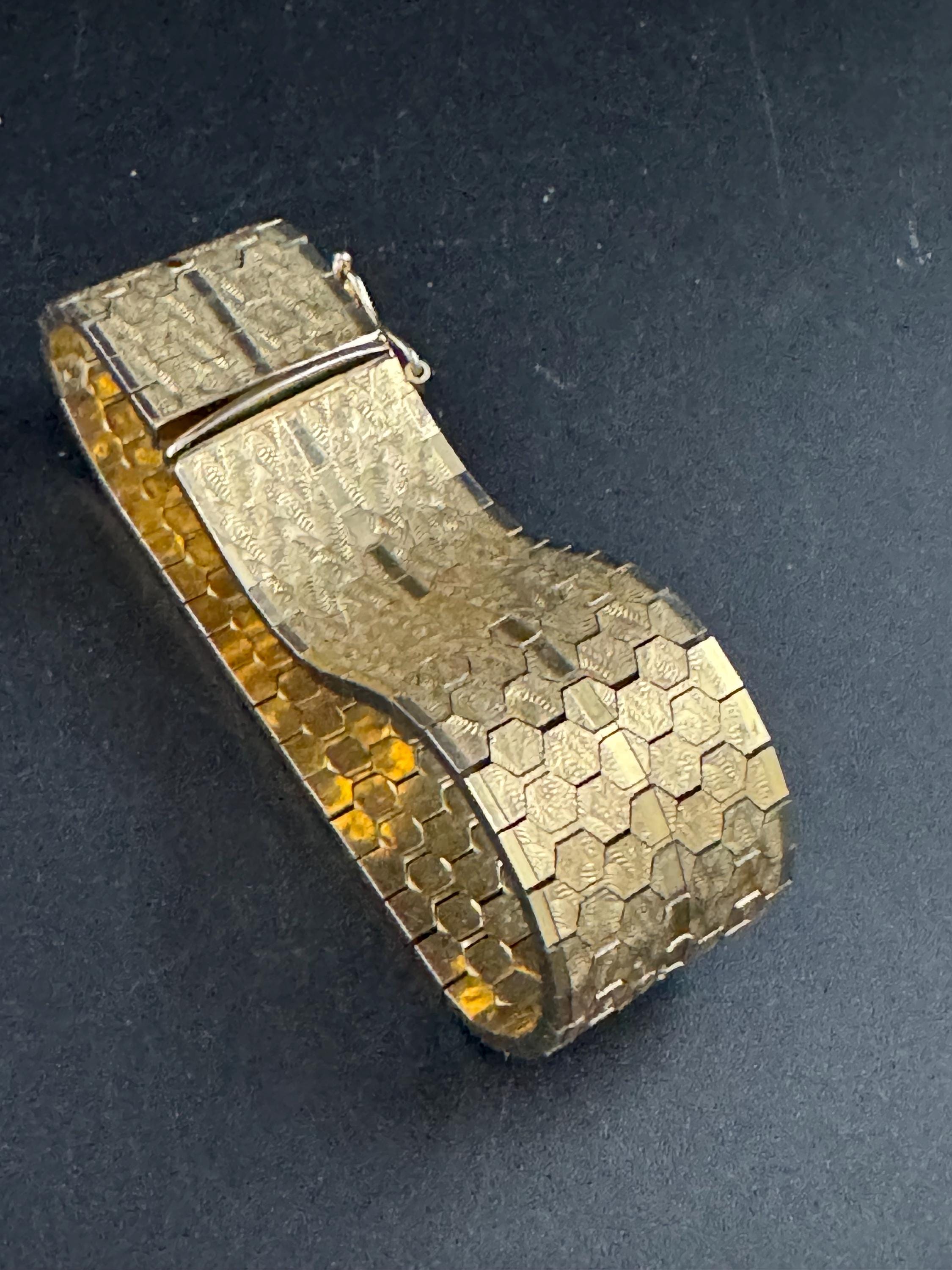 1970s Italian 18k Gold Plated Cuff Bracelet