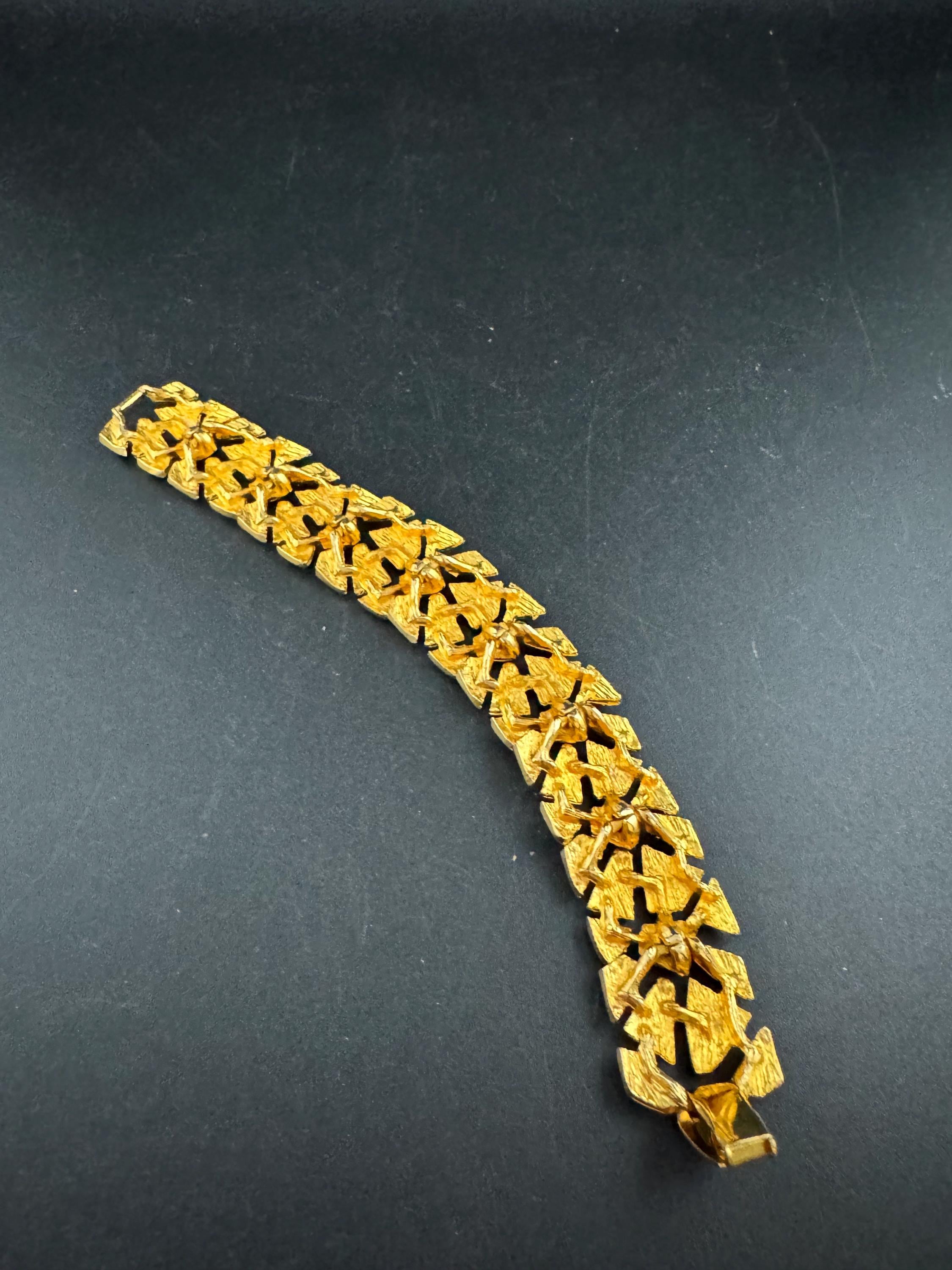 Vintage abstract brutalist panel link bracelet, gold tone 18.5cm