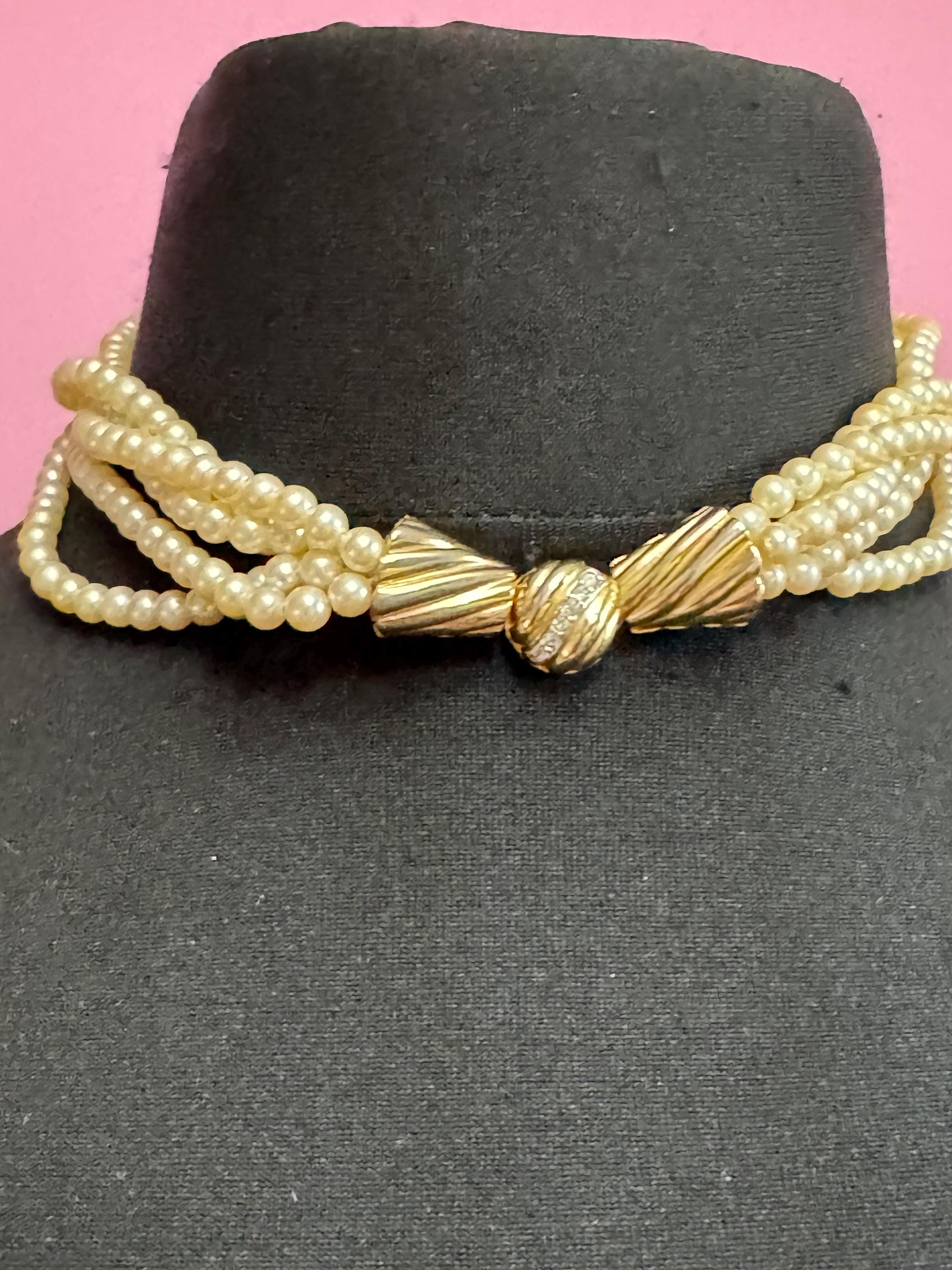 Signed Echt Prym pearl German designer choker necklace