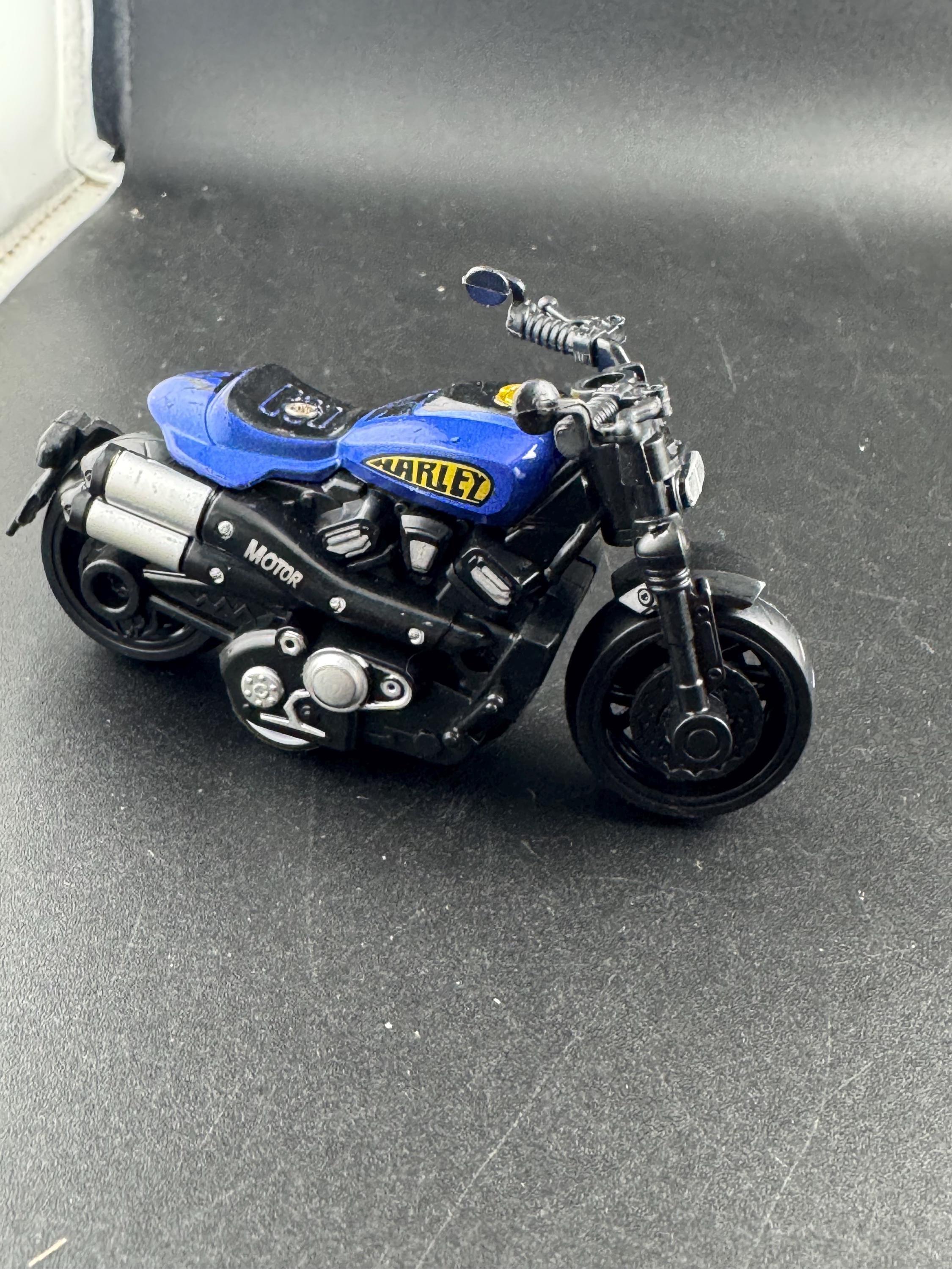 Miniature Motorbike cake topper , craft scenery decoration toy , orange or blue