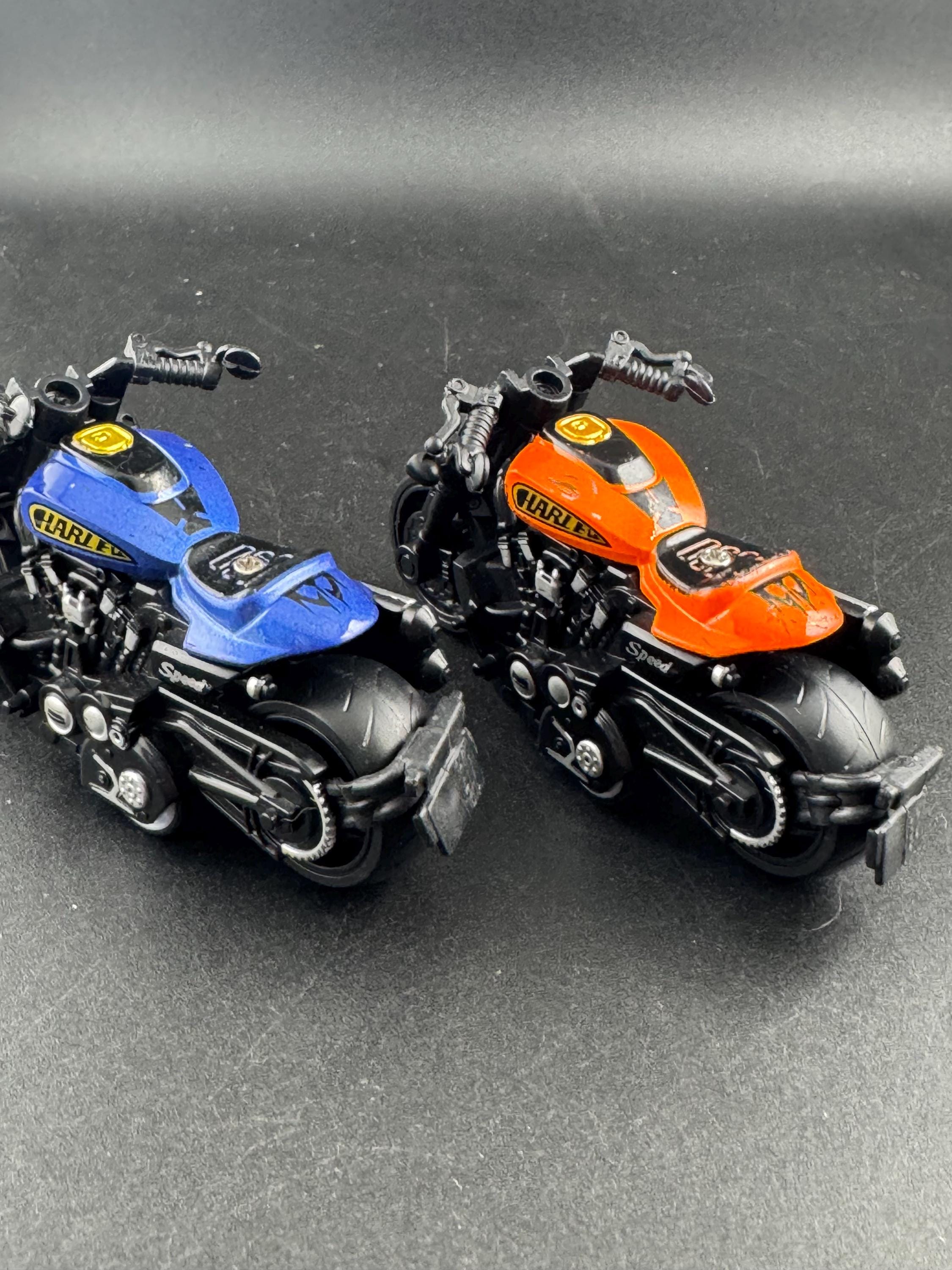 Miniature Motorbike cake topper , craft scenery decoration toy , orange or blue