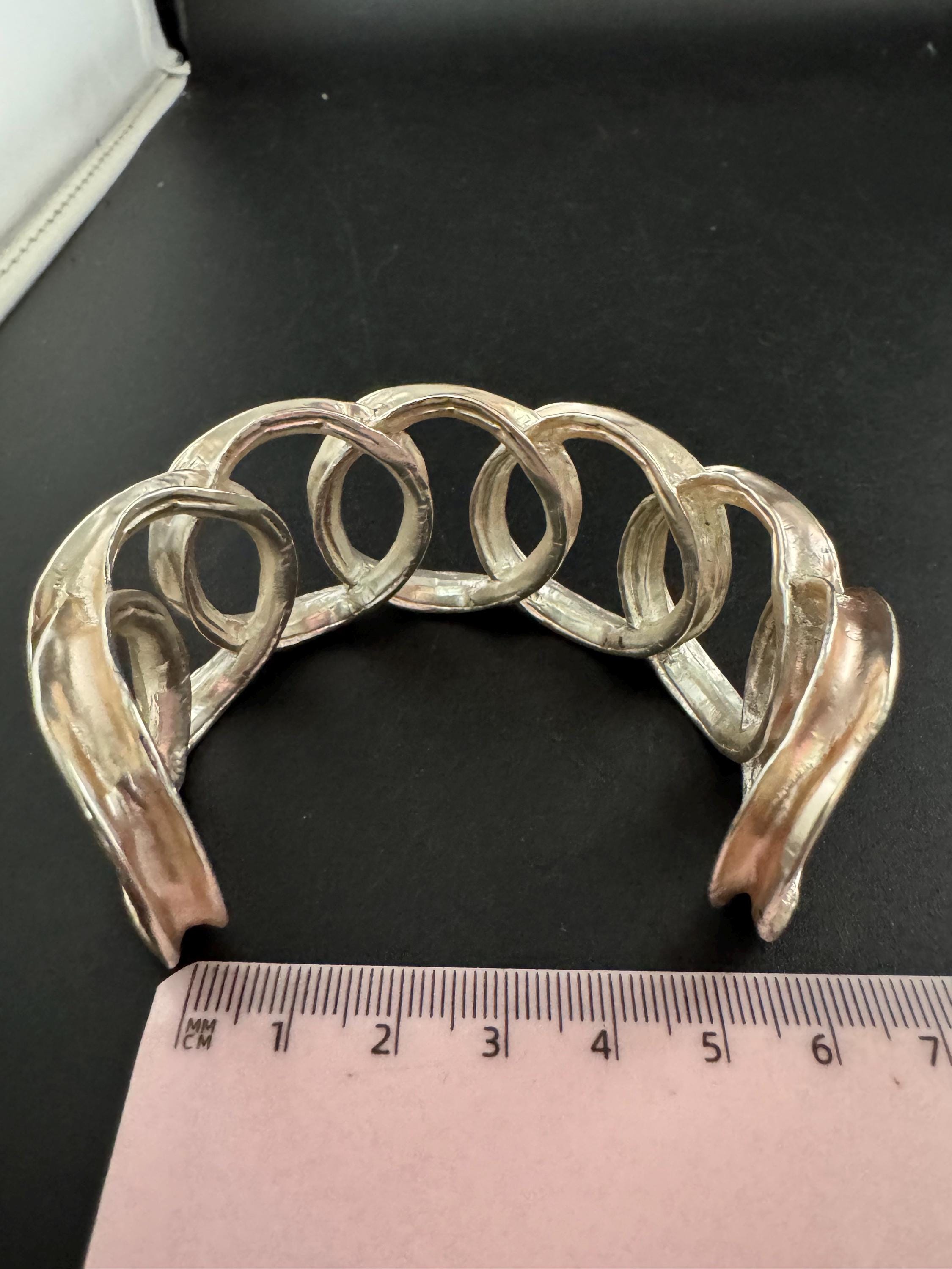 Dolce Vita modernist necklace and bangle, signed Paris France Designer