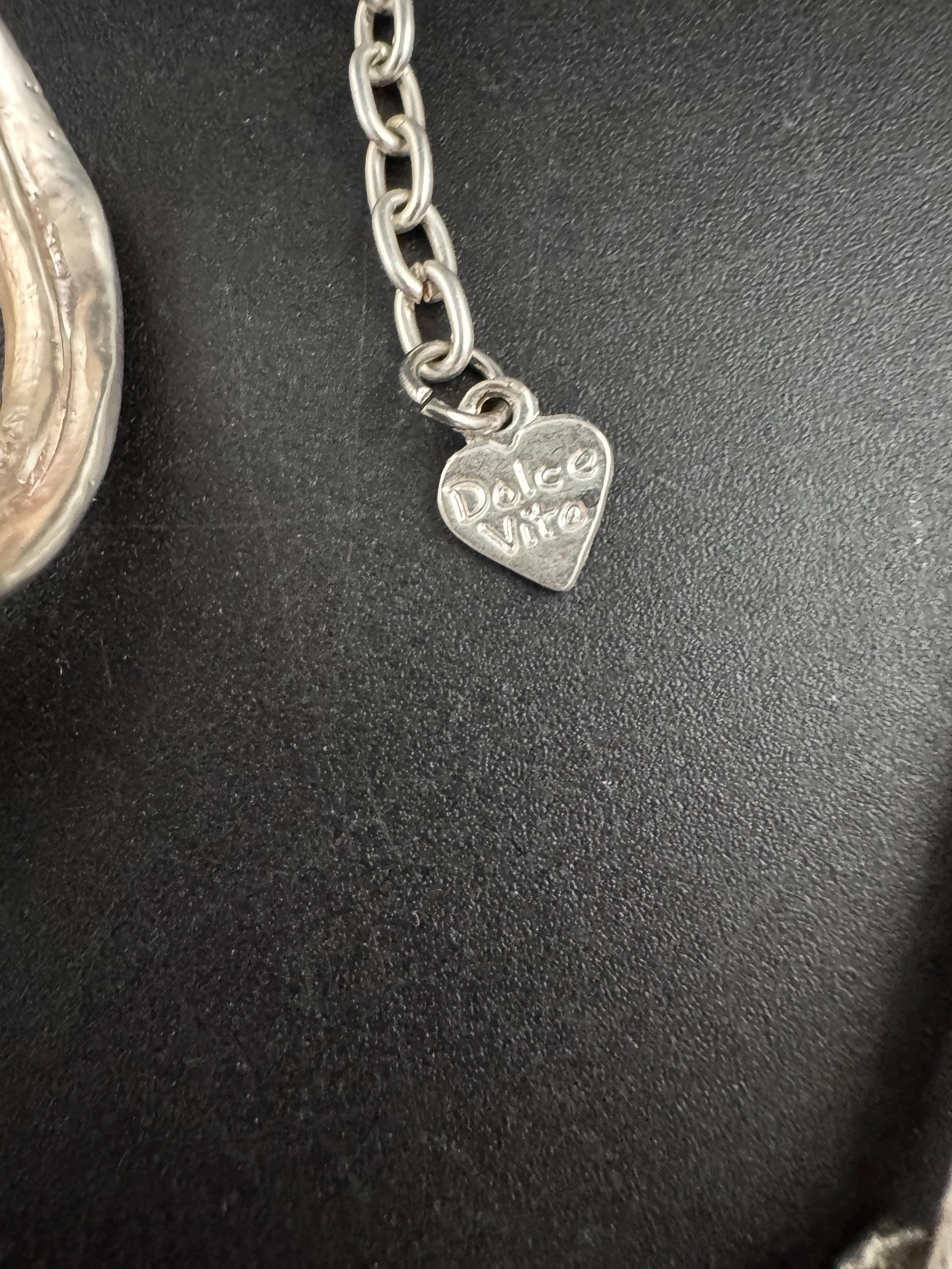 Dolce Vita modernist necklace and bangle, signed Paris France Designer