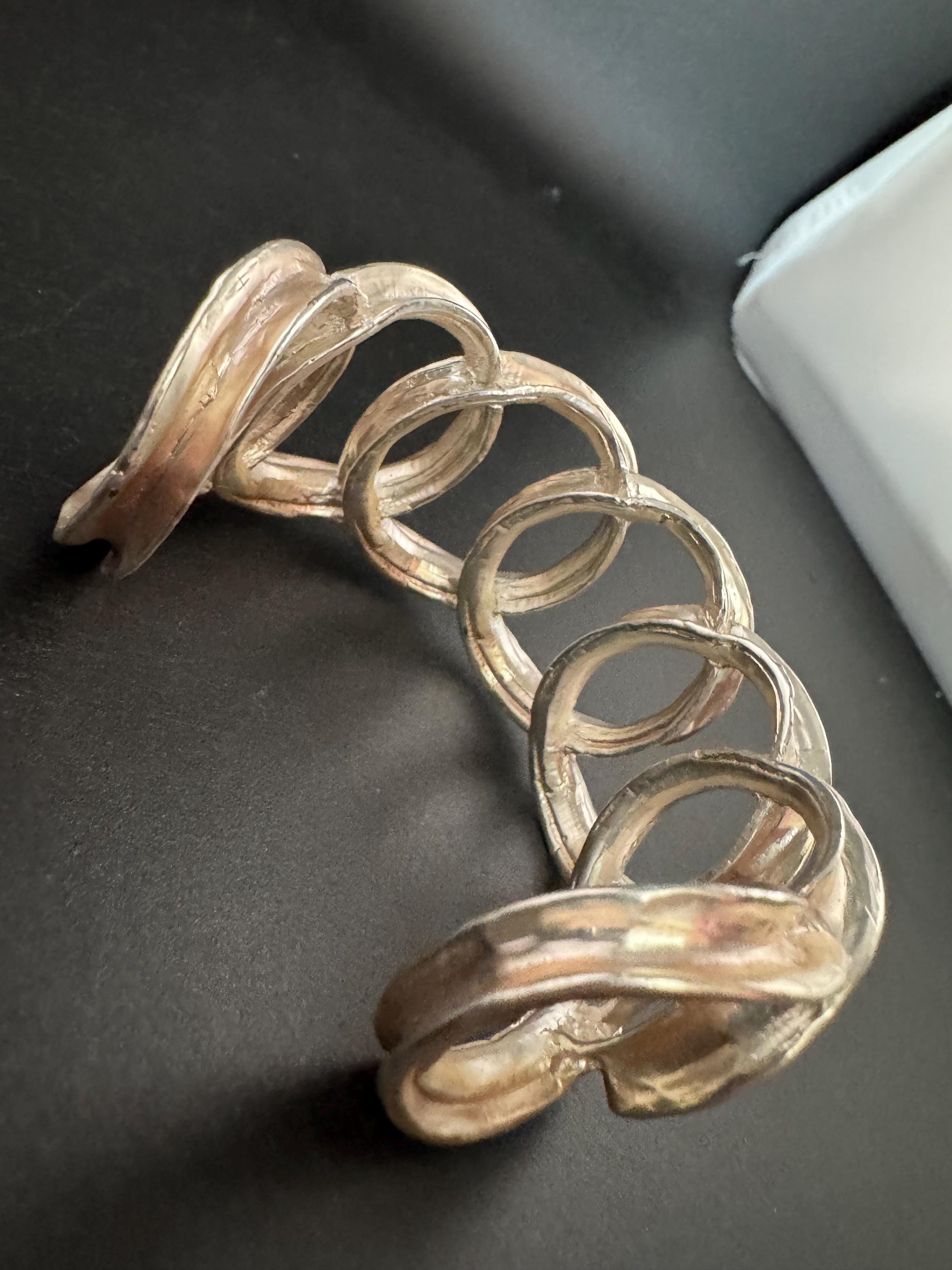 Dolce Vita modernist necklace and bangle, signed Paris France Designer