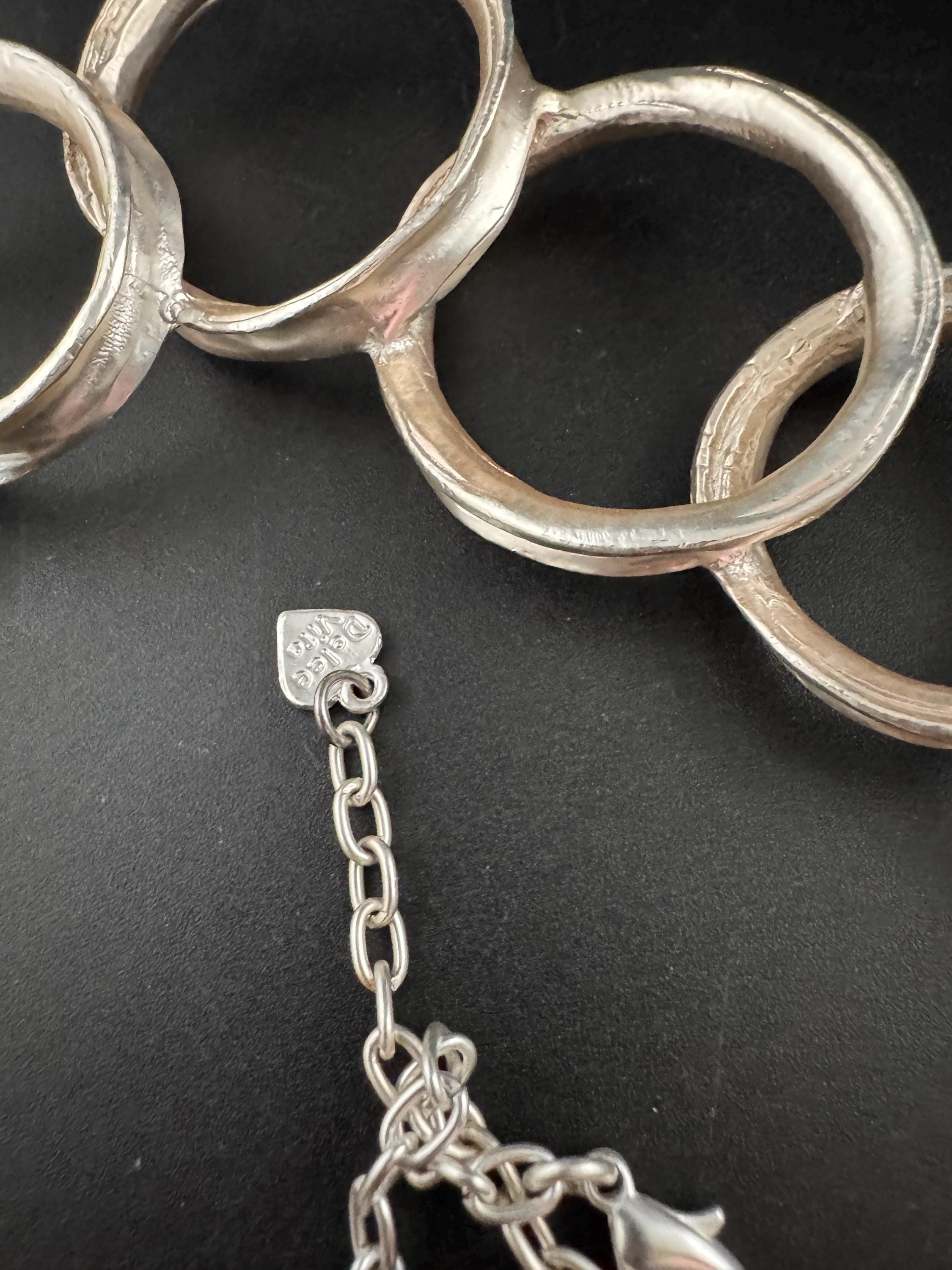 Dolce Vita modernist necklace and bangle, signed Paris France Designer