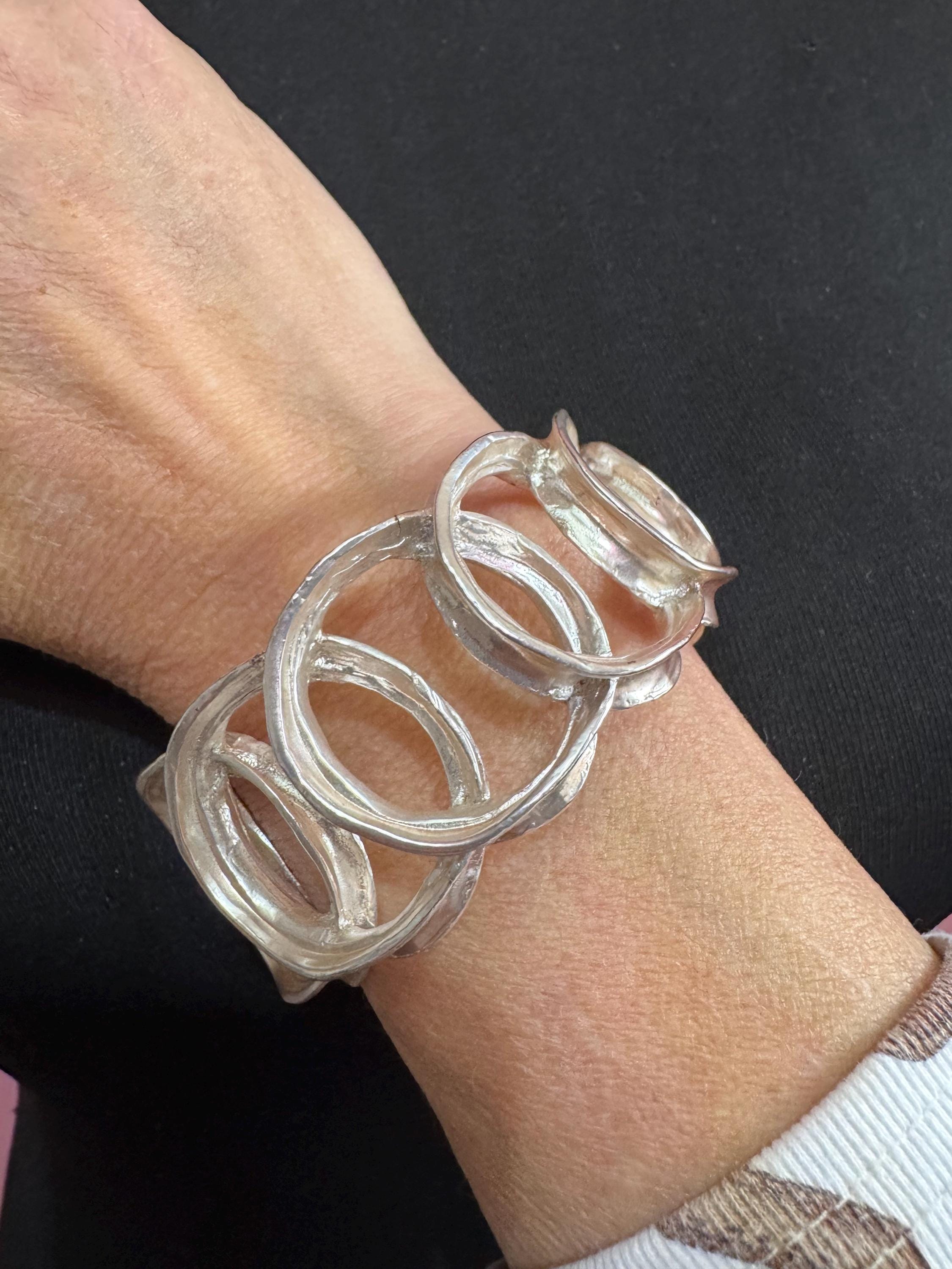 Dolce Vita modernist necklace and bangle, signed Paris France Designer