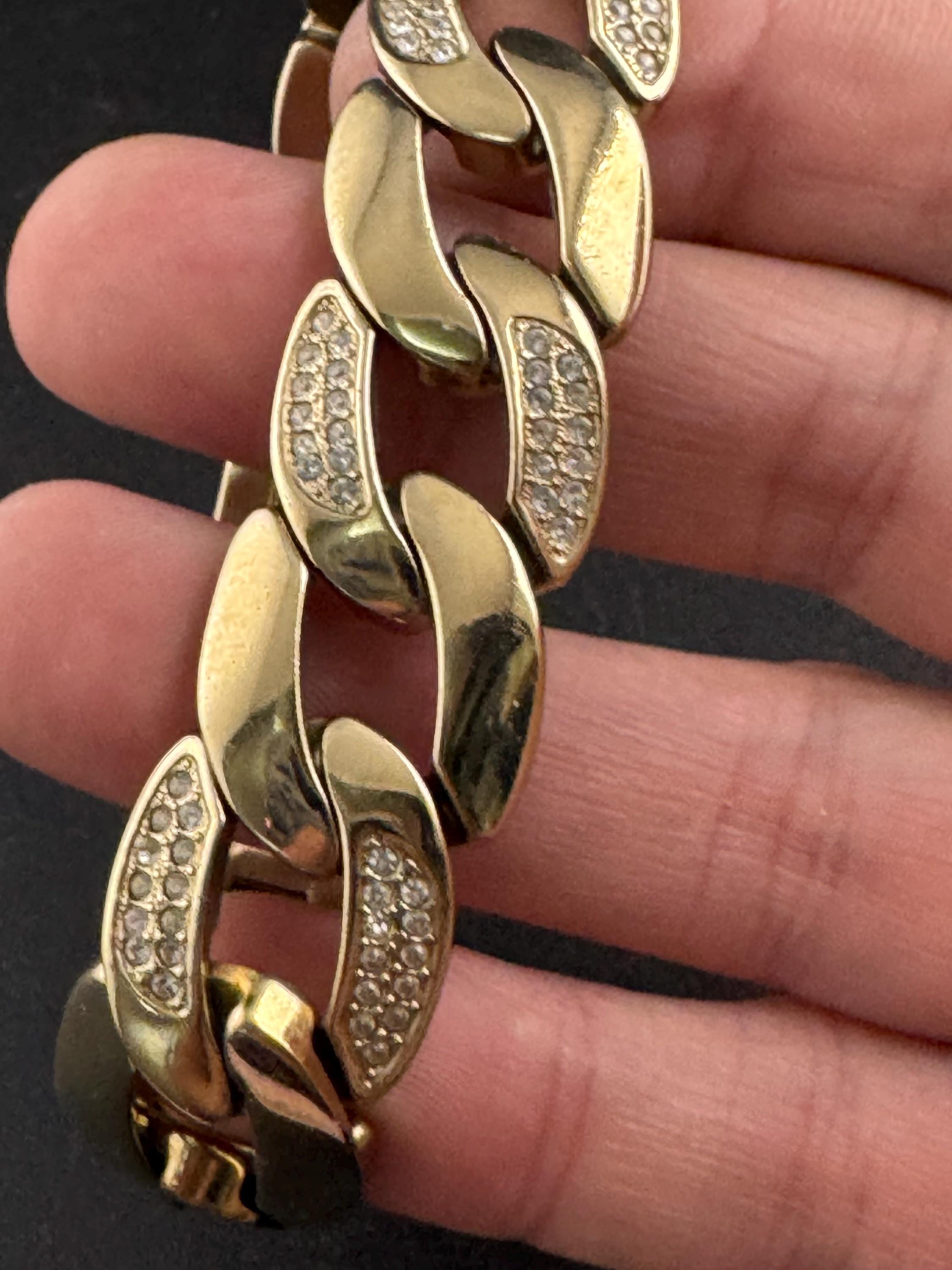 Dryberg Kern chunky crystal curb bracelet , signed Danish designer