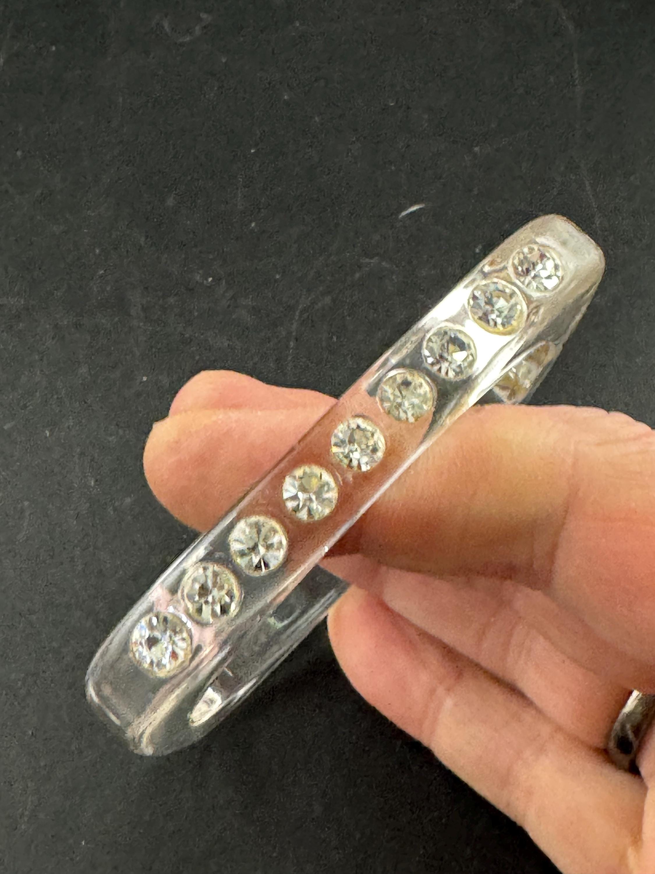 Signed clear lucite plastic diamanté paste bangle, vintage