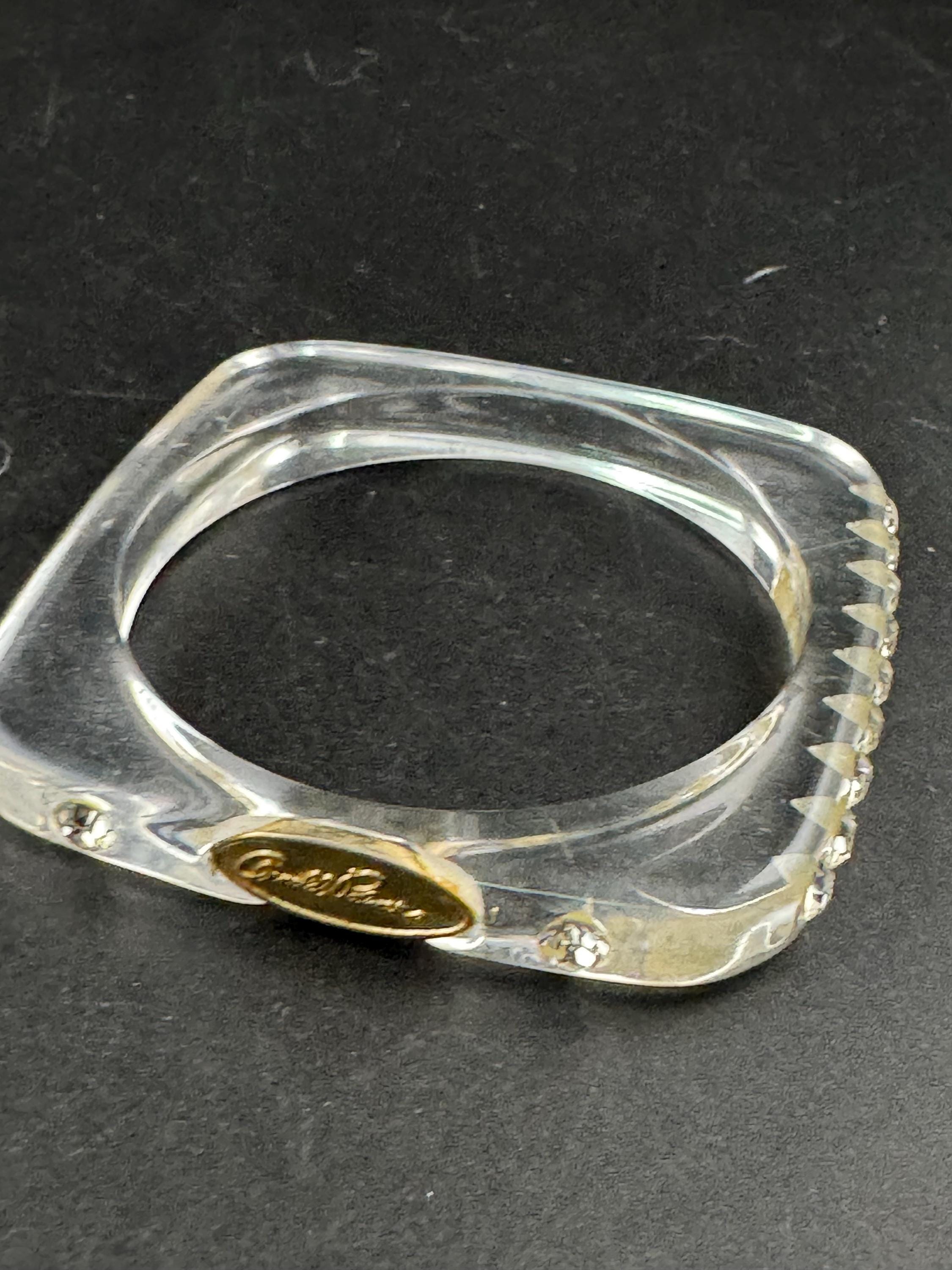 Signed clear lucite plastic diamanté paste bangle, vintage
