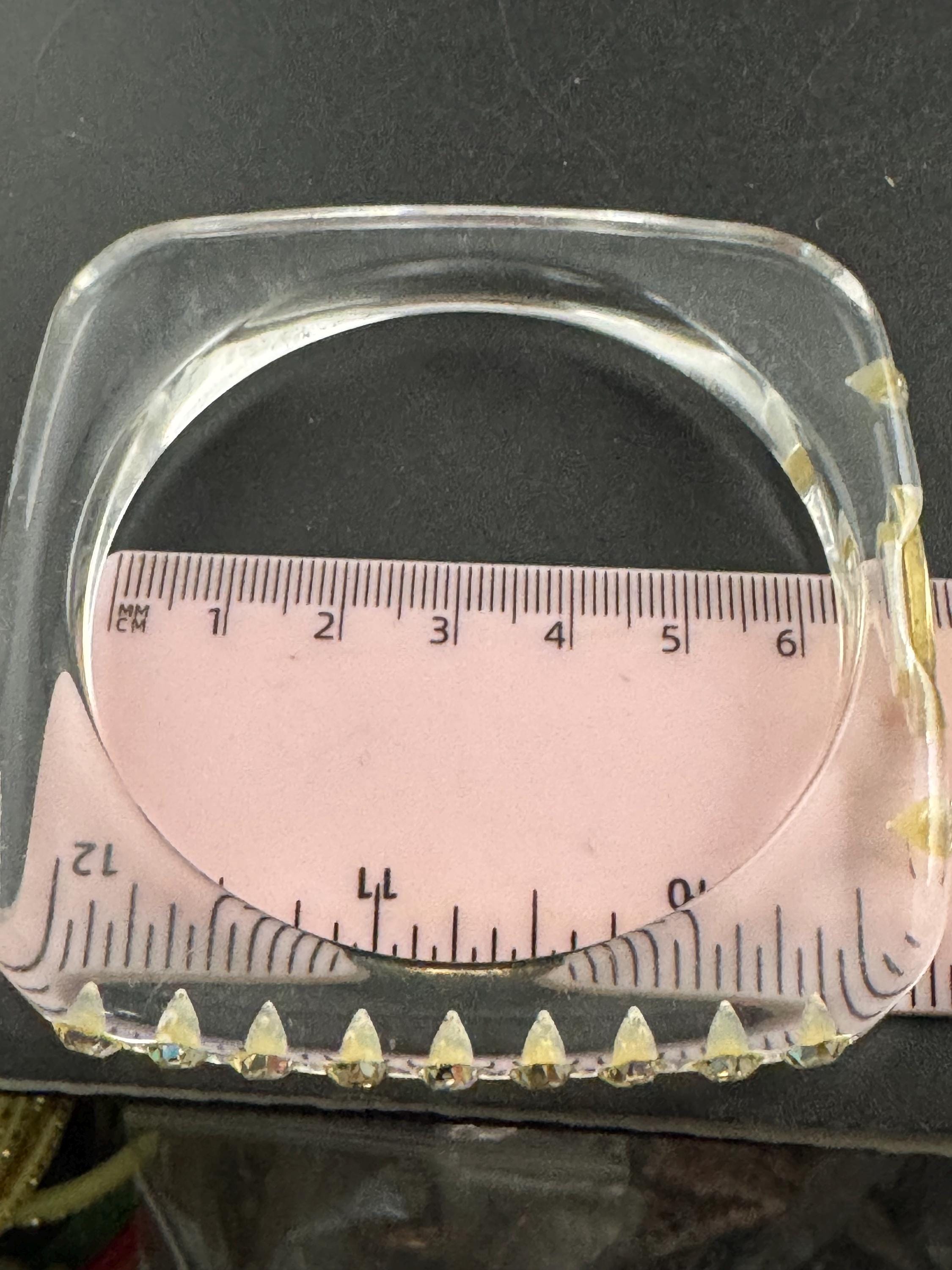 Signed clear lucite plastic diamanté paste bangle, vintage