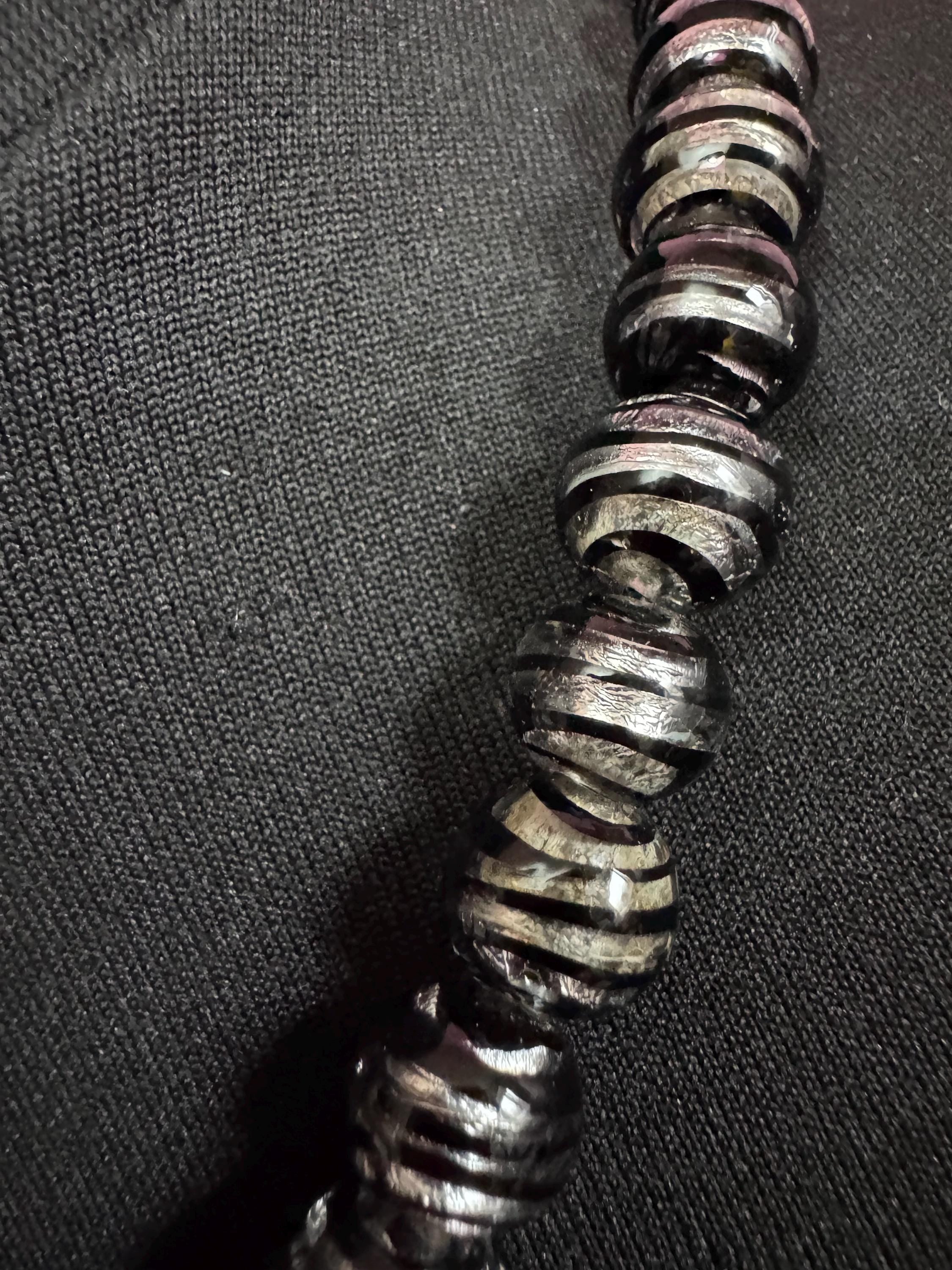 Zebra Print Art Glass Pendant Necklace, 9ct White Gold Clasp