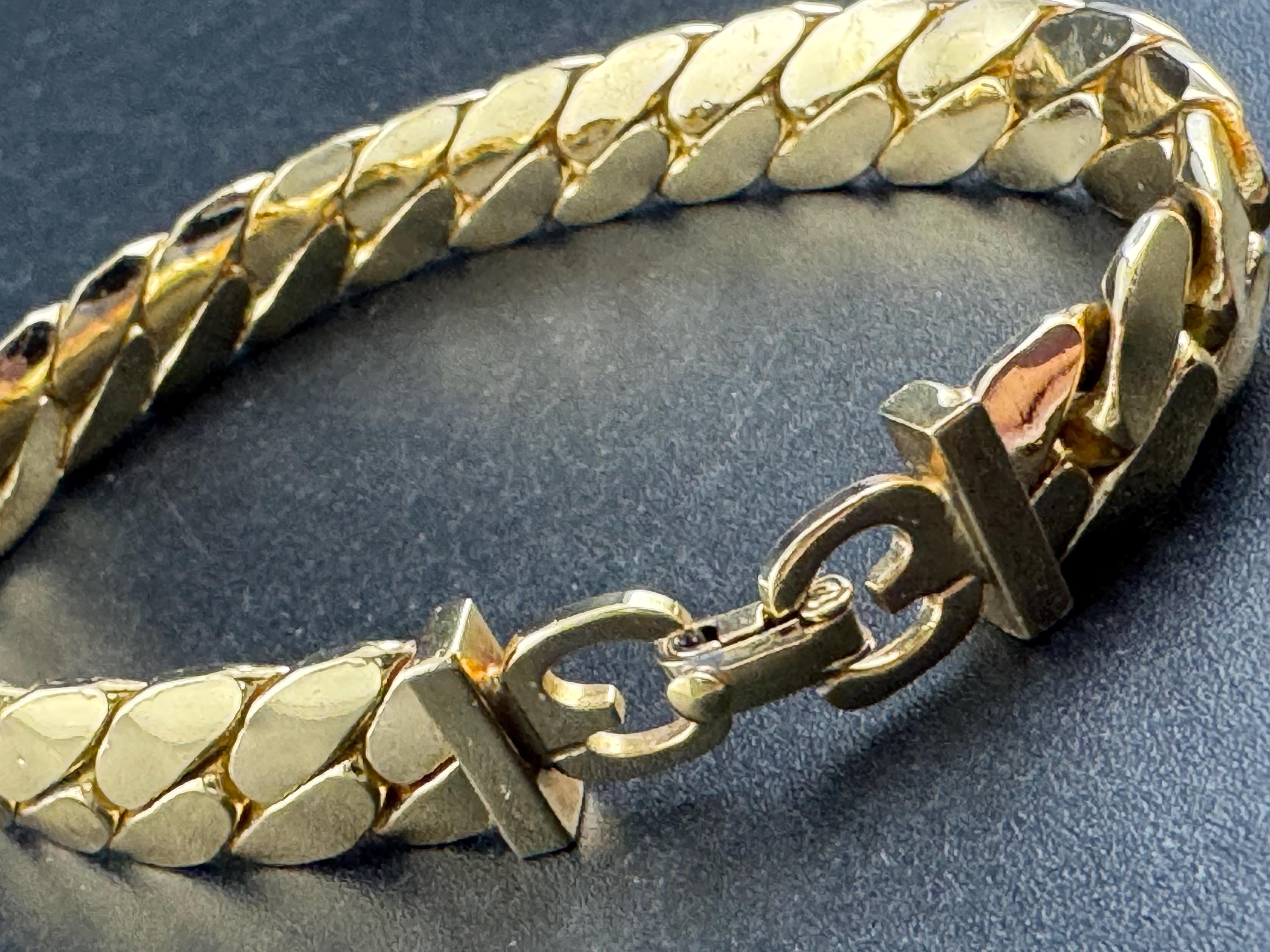 Grosse gold plated curb Bracelet, Modernist signed chain