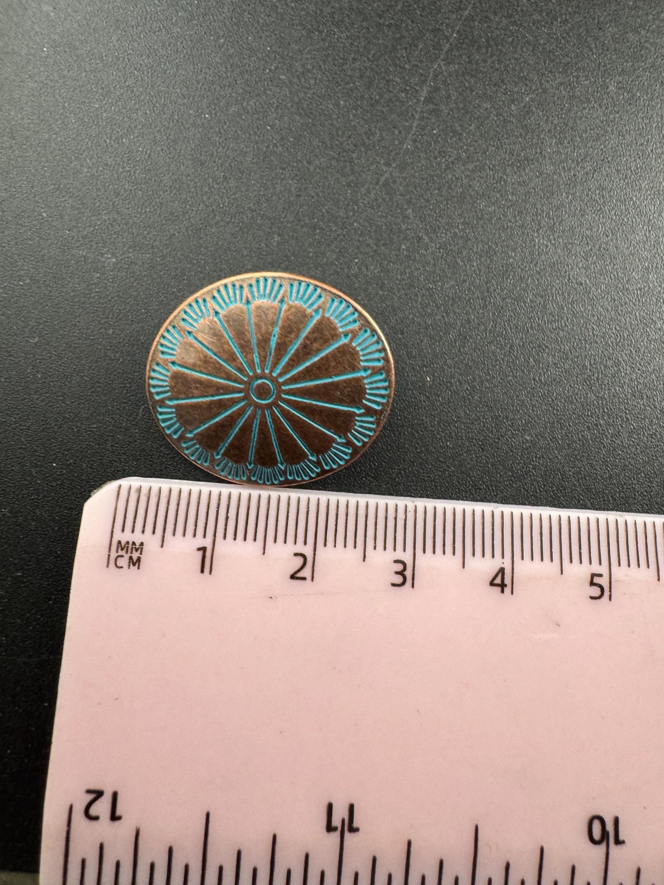 25mm Copper oval metal buttons, pack of 5 ,boho green verdigris design