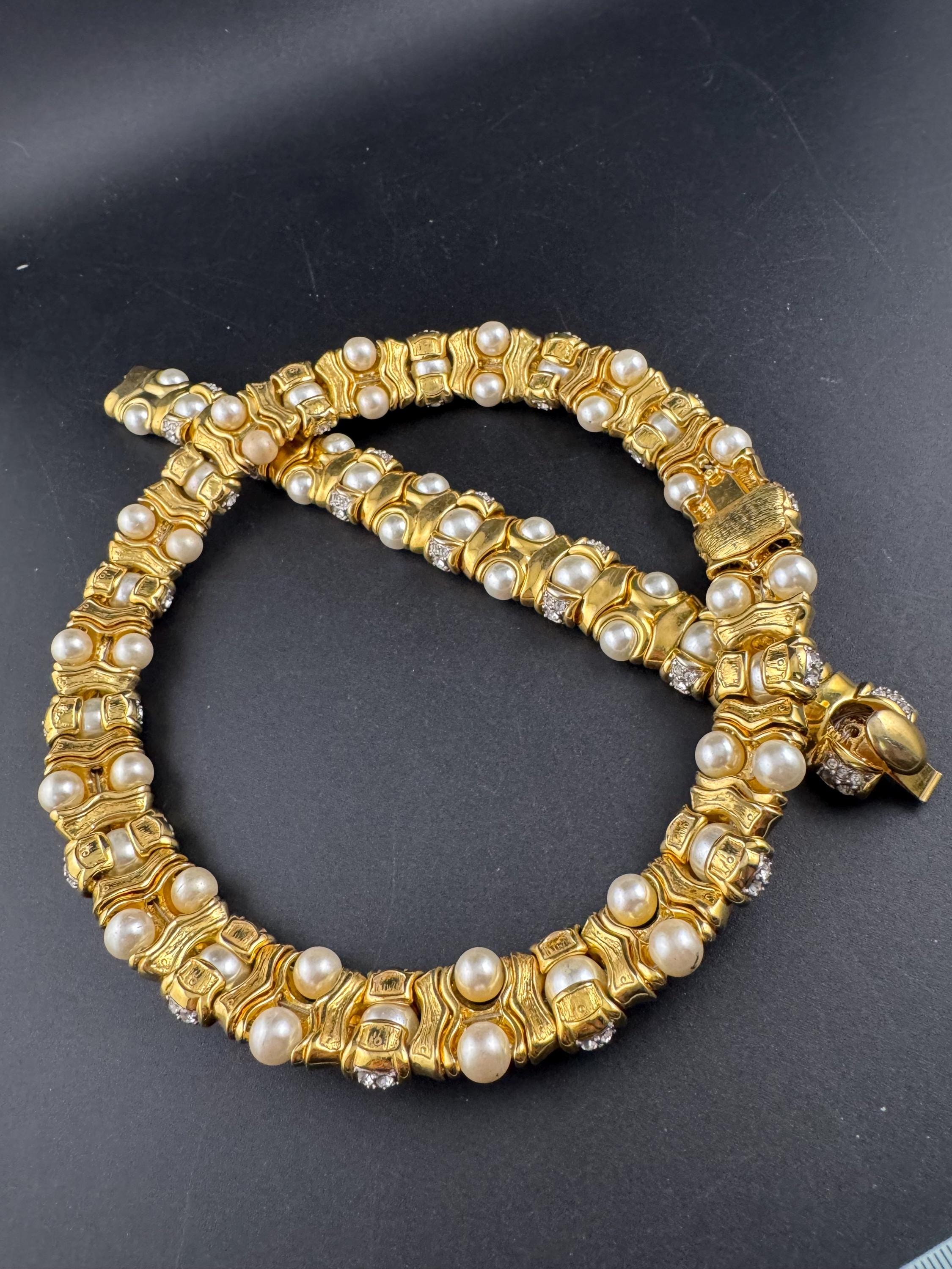 Cabouchon “legacy set” pearl jewellery set, choker and bracelet 90s