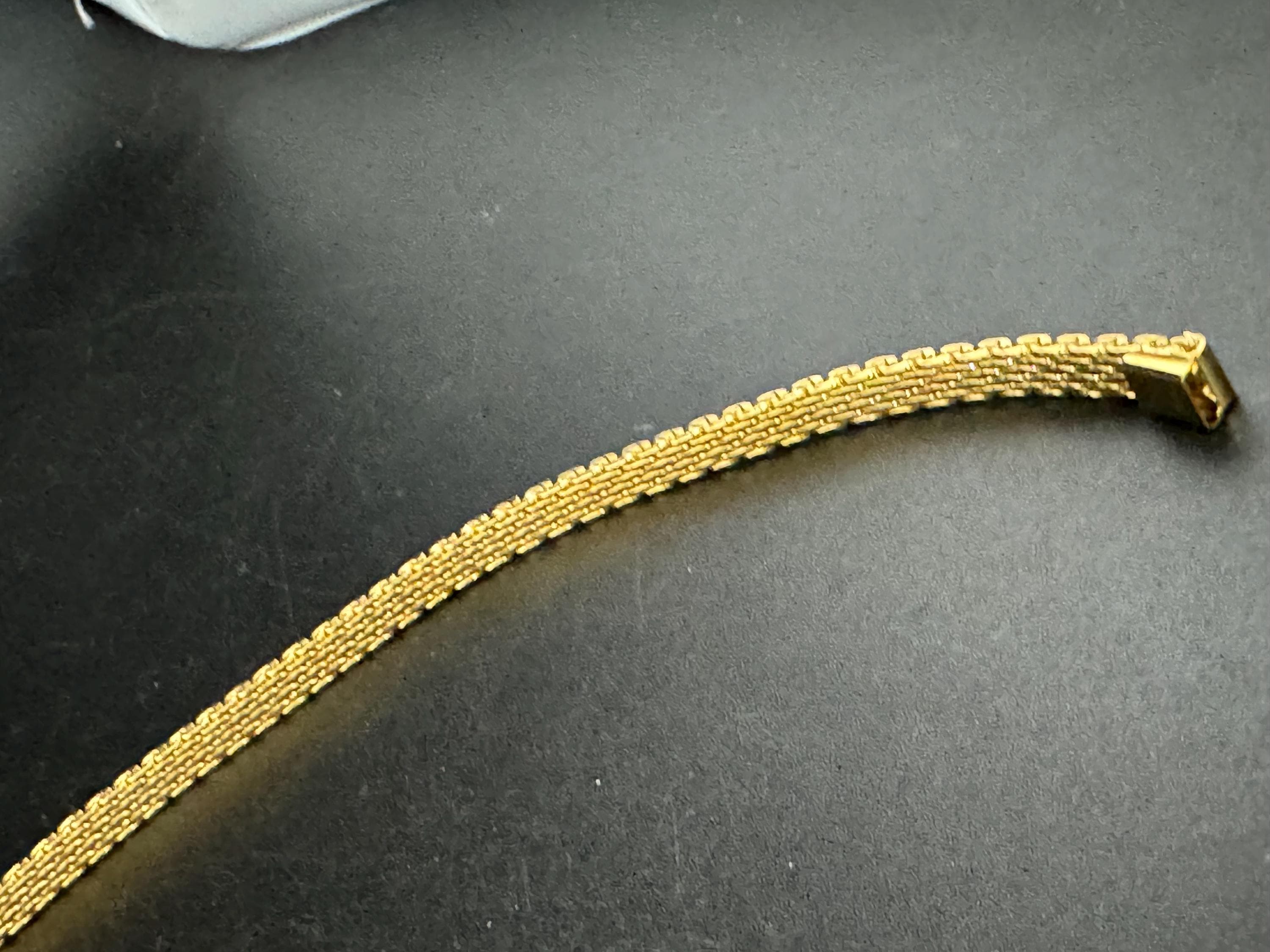 Vintage slim flat mesh bangle bracelet , gold plated modernist