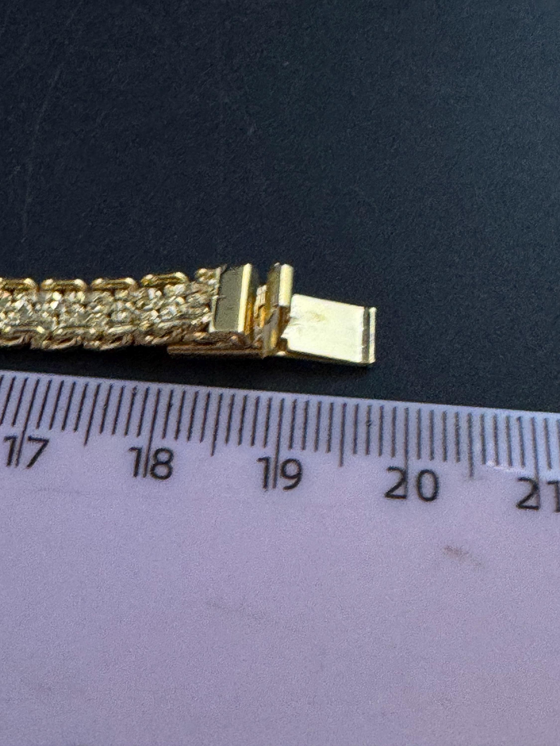 Vintage slim flat mesh bangle bracelet , gold plated modernist