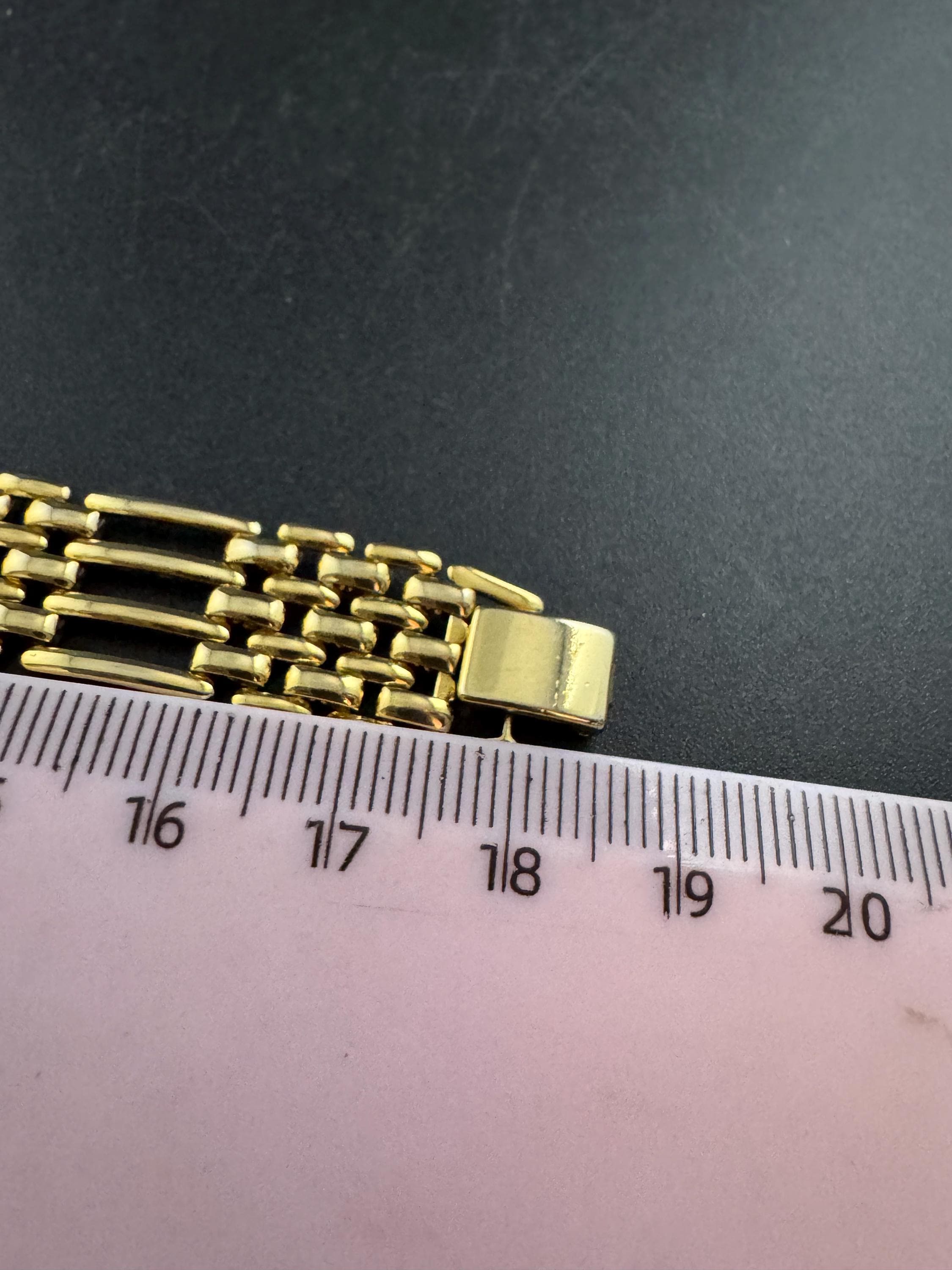 Vintage 1980s Gold Tone Panther Link brick Bracelet, 18.5cm