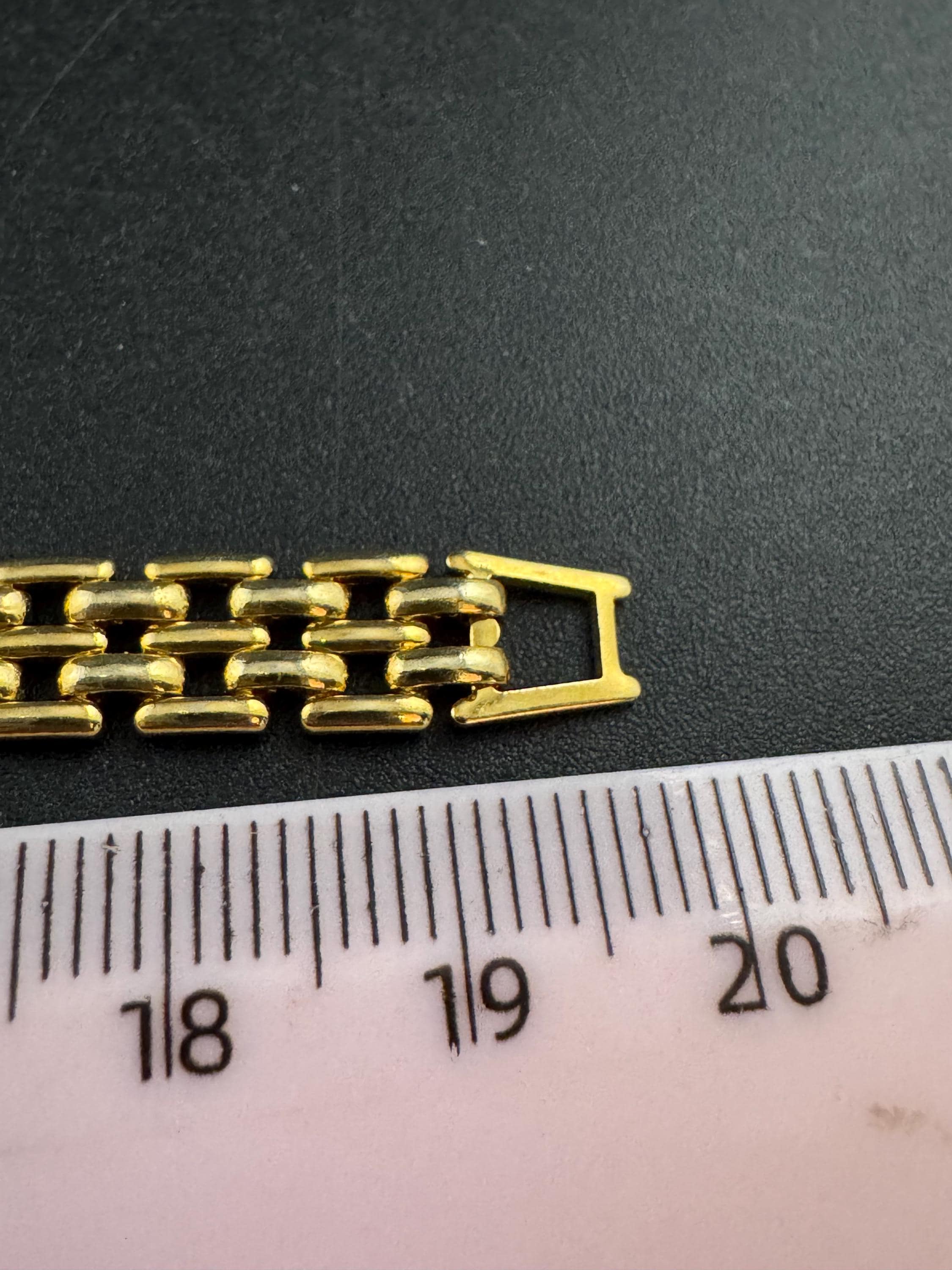 Slim Gold Tone Panther Link brick Bracelet, 19.5cm Vintage 1980s