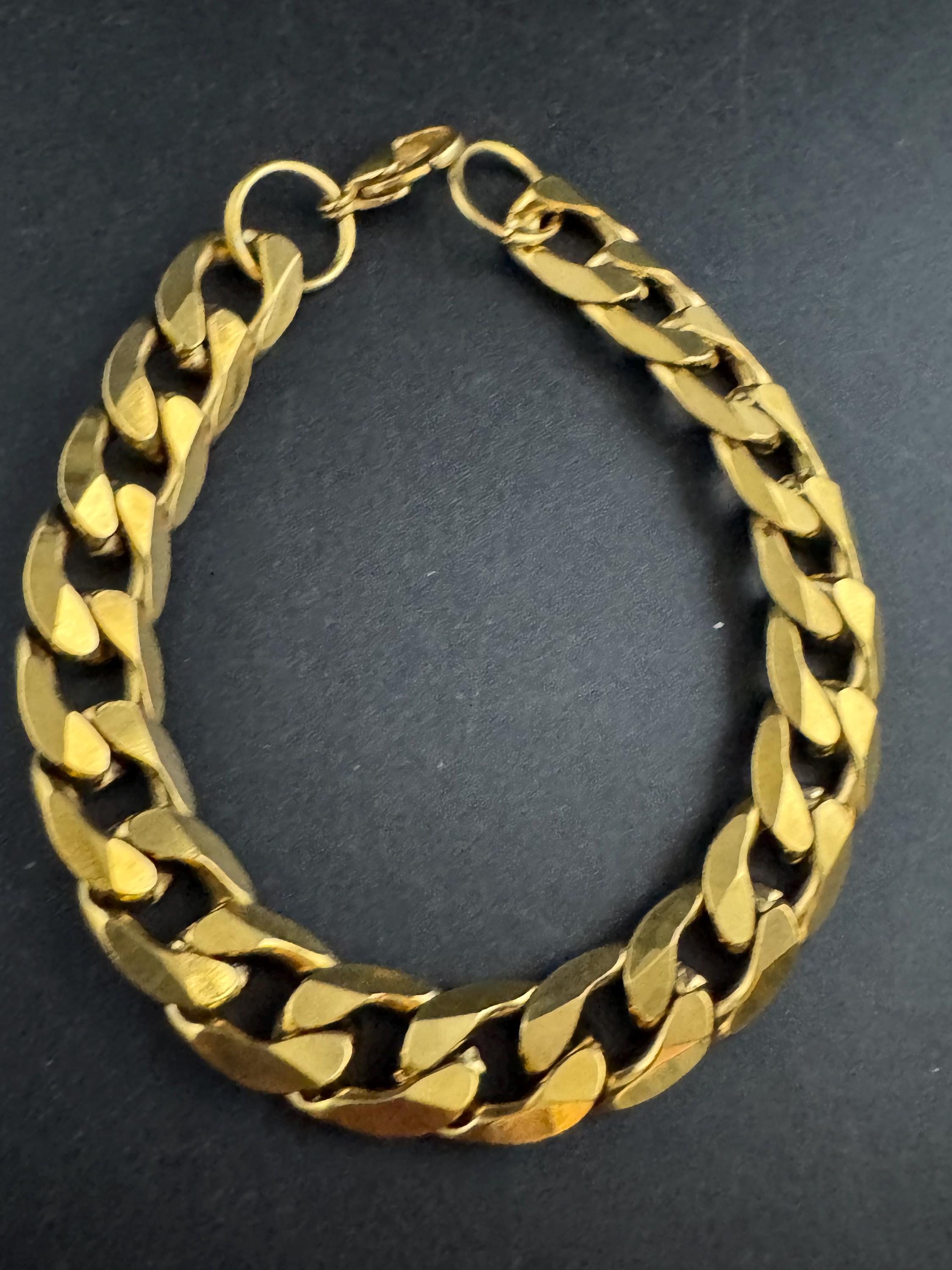 Vintage tbar figaro watch chain guard bracelet, 80s retro