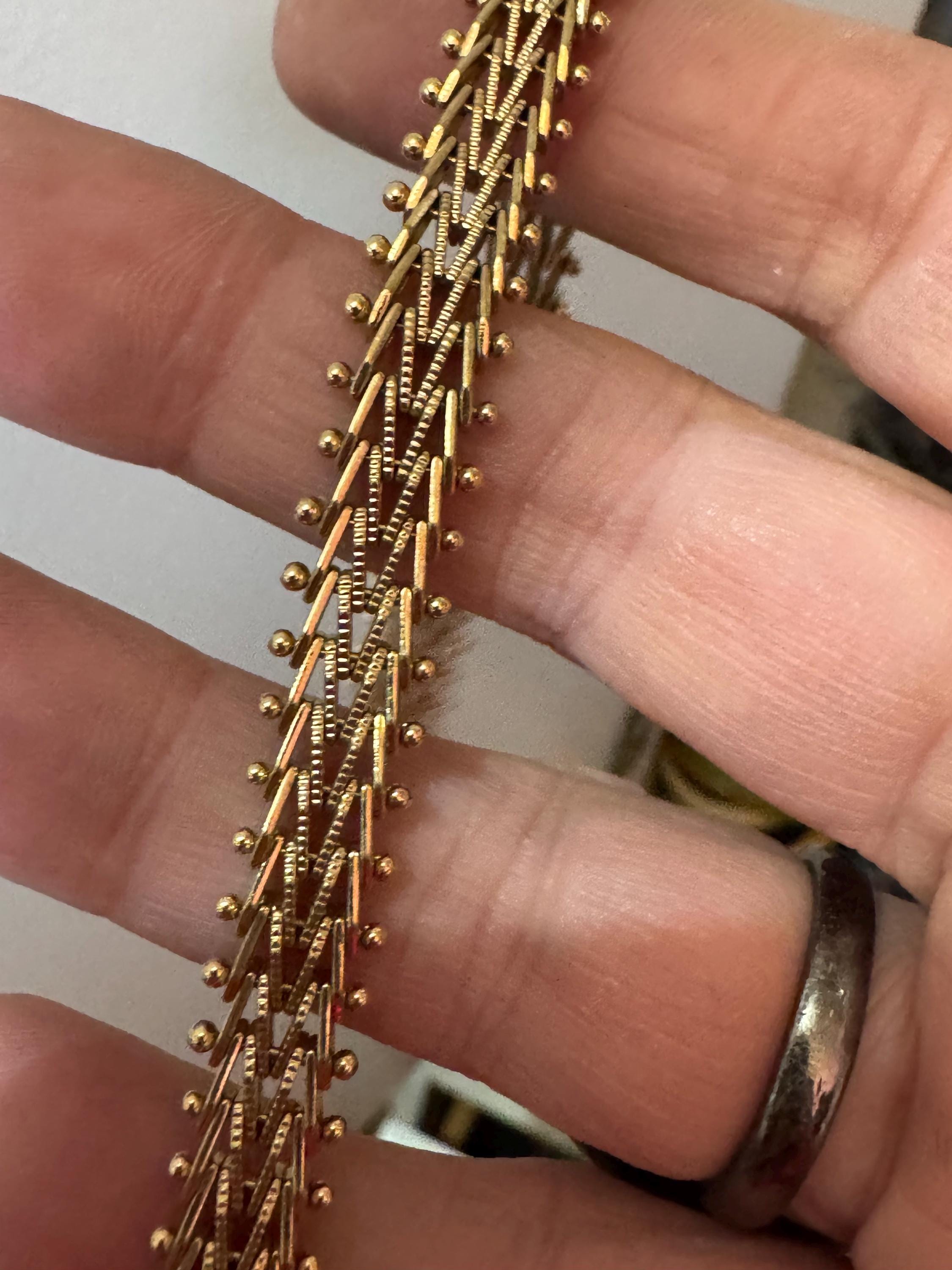 1970s woven slim gold plated flat bracelet, 19.5cm