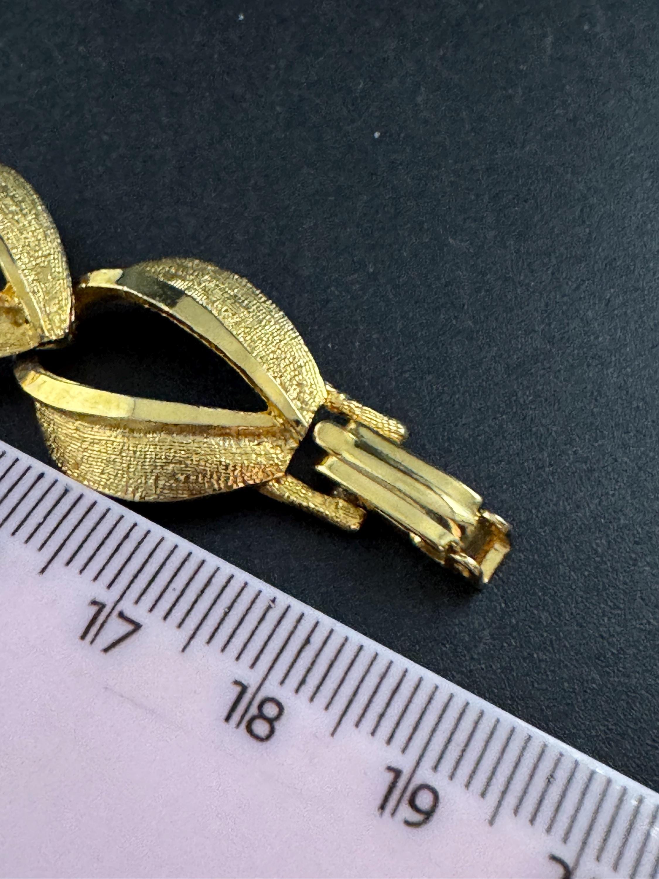 Gold panel link bracelet, modernist period mid century