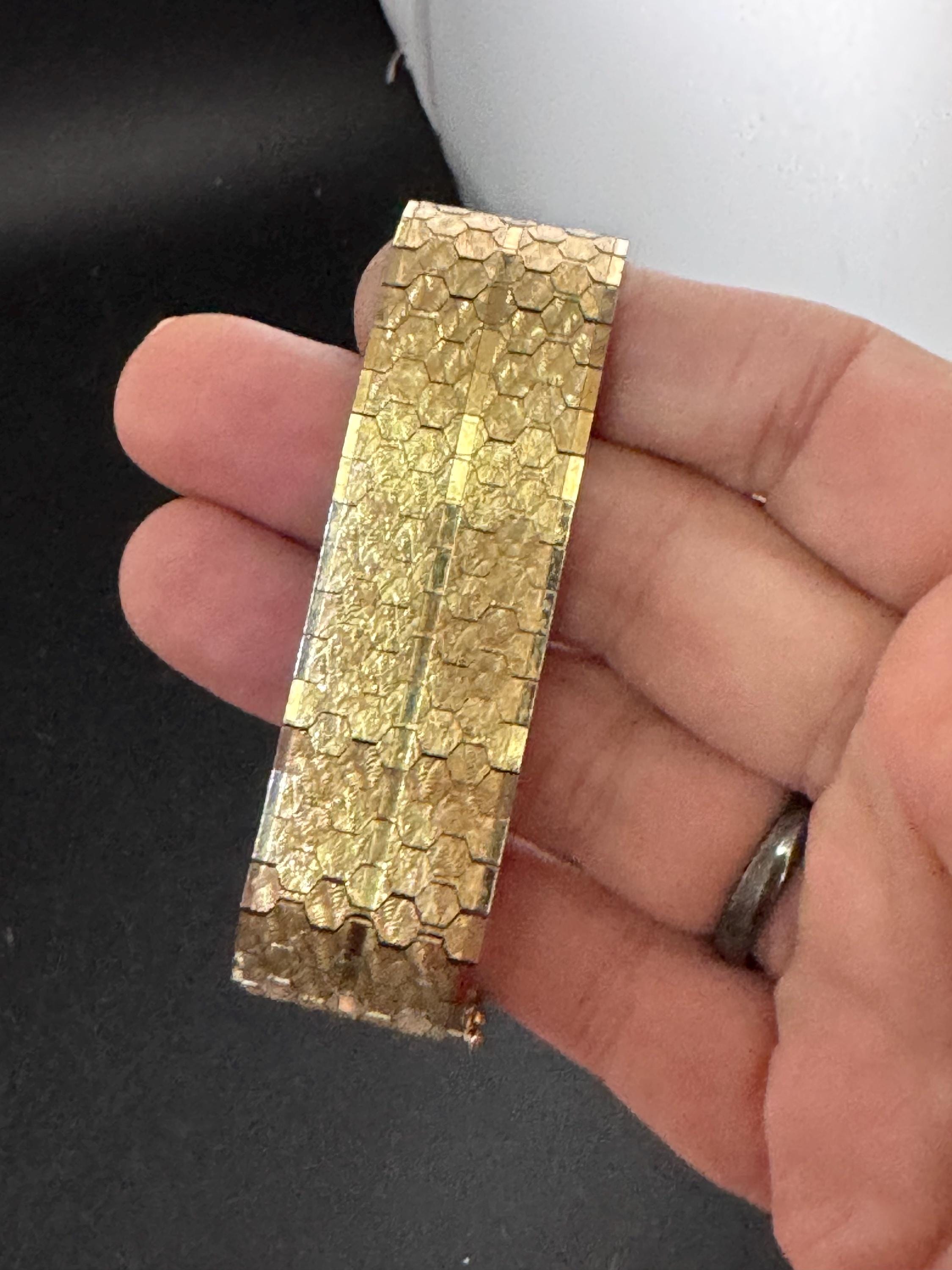 1970s Italian 18k Gold Plated Cuff Bracelet