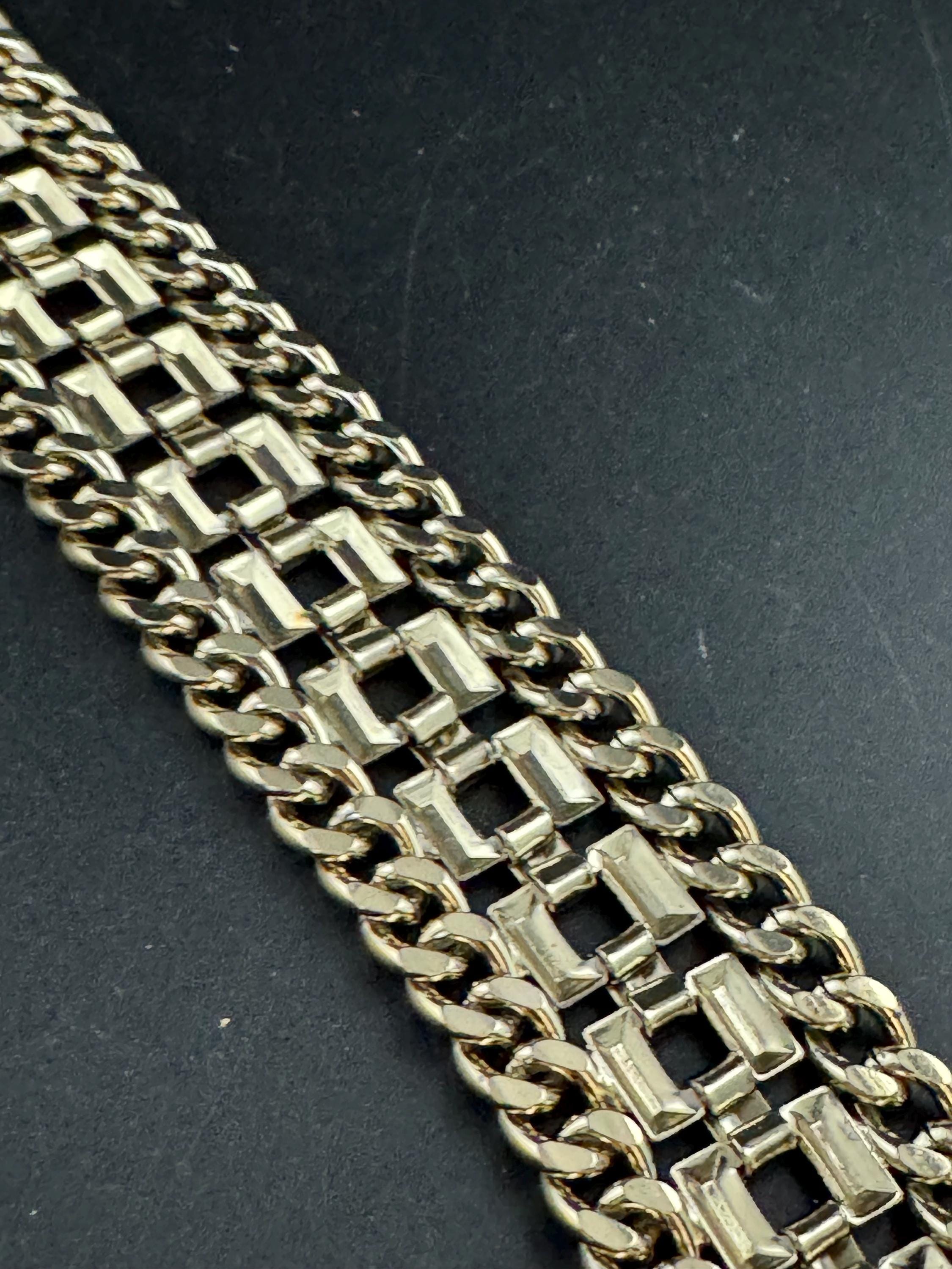 Oversized curb and panther link wide chain bracelet, gold tone