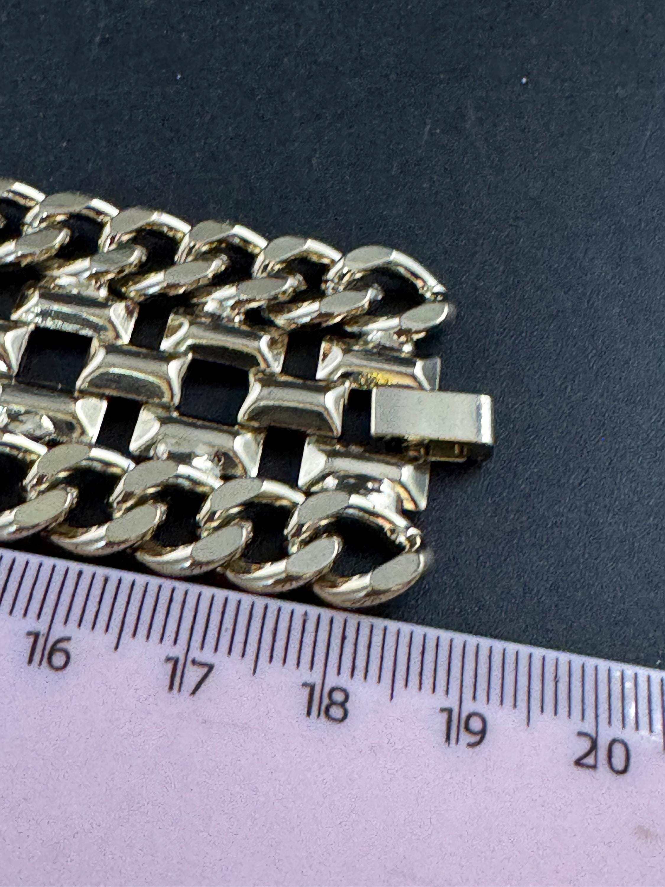 Oversized curb and panther link wide chain bracelet, gold tone