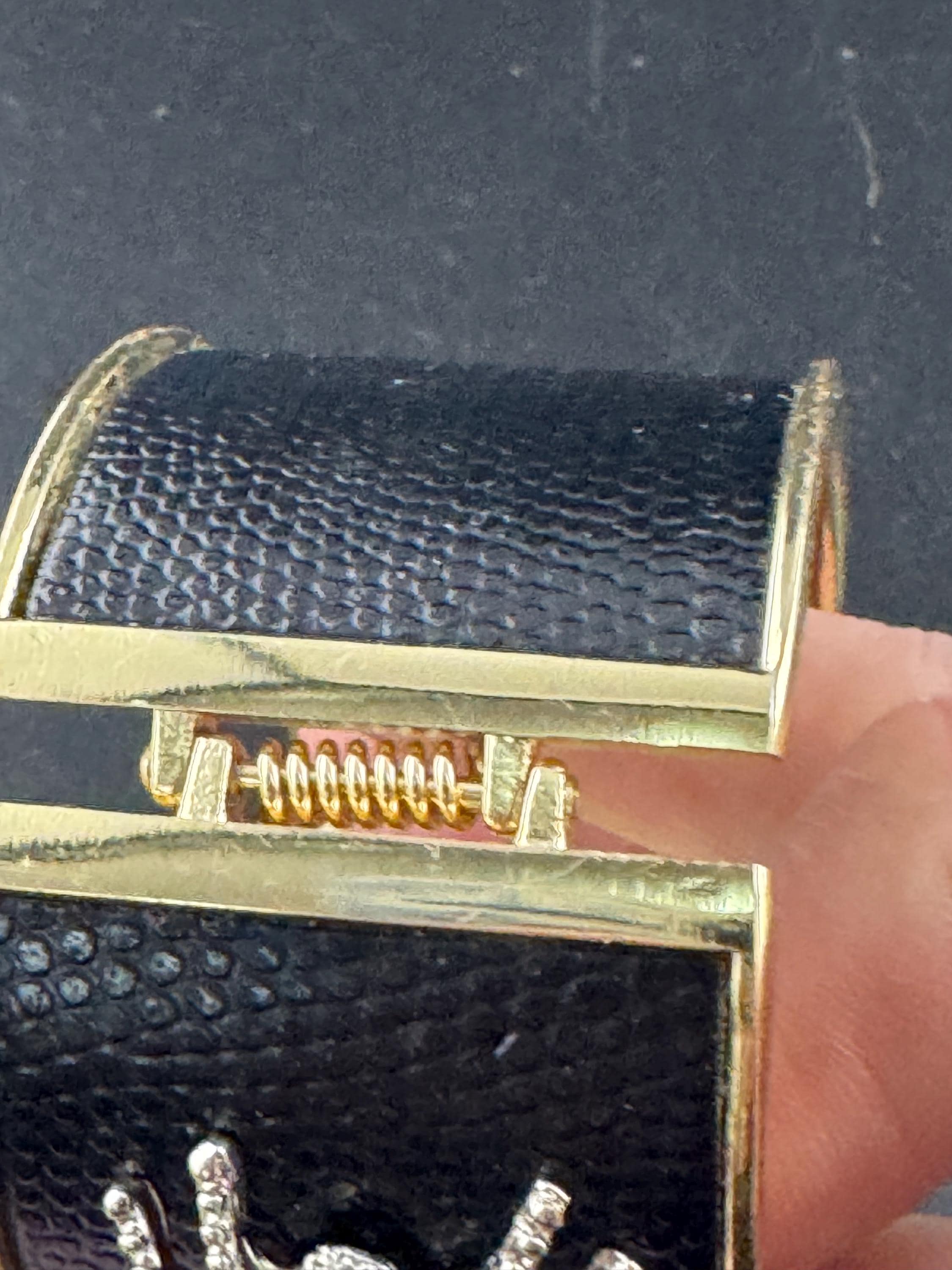 Wide spider Clamper Bangle: Black with Diamanté Crystals, Gold Tone