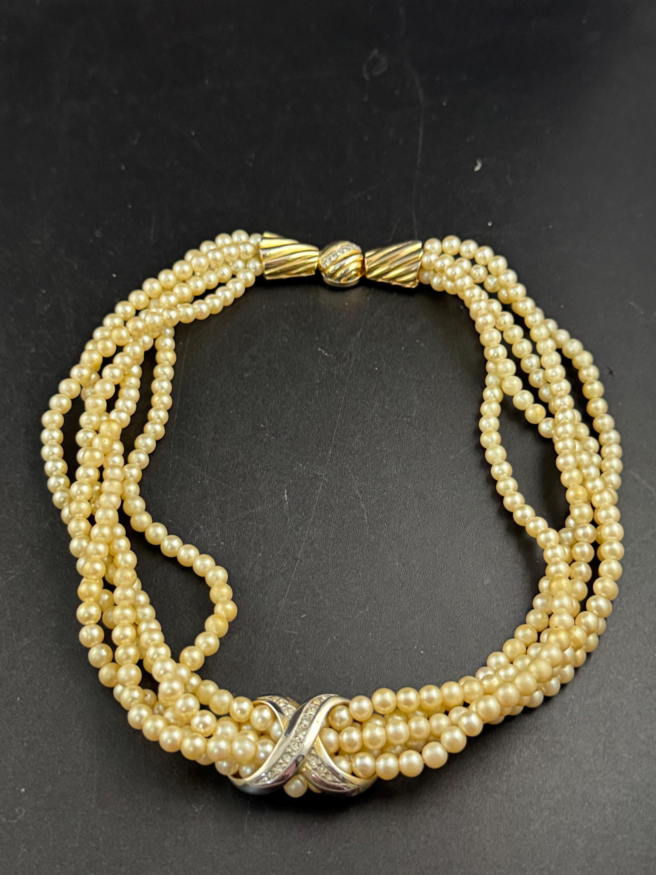 Signed Echt Prym pearl German designer choker necklace