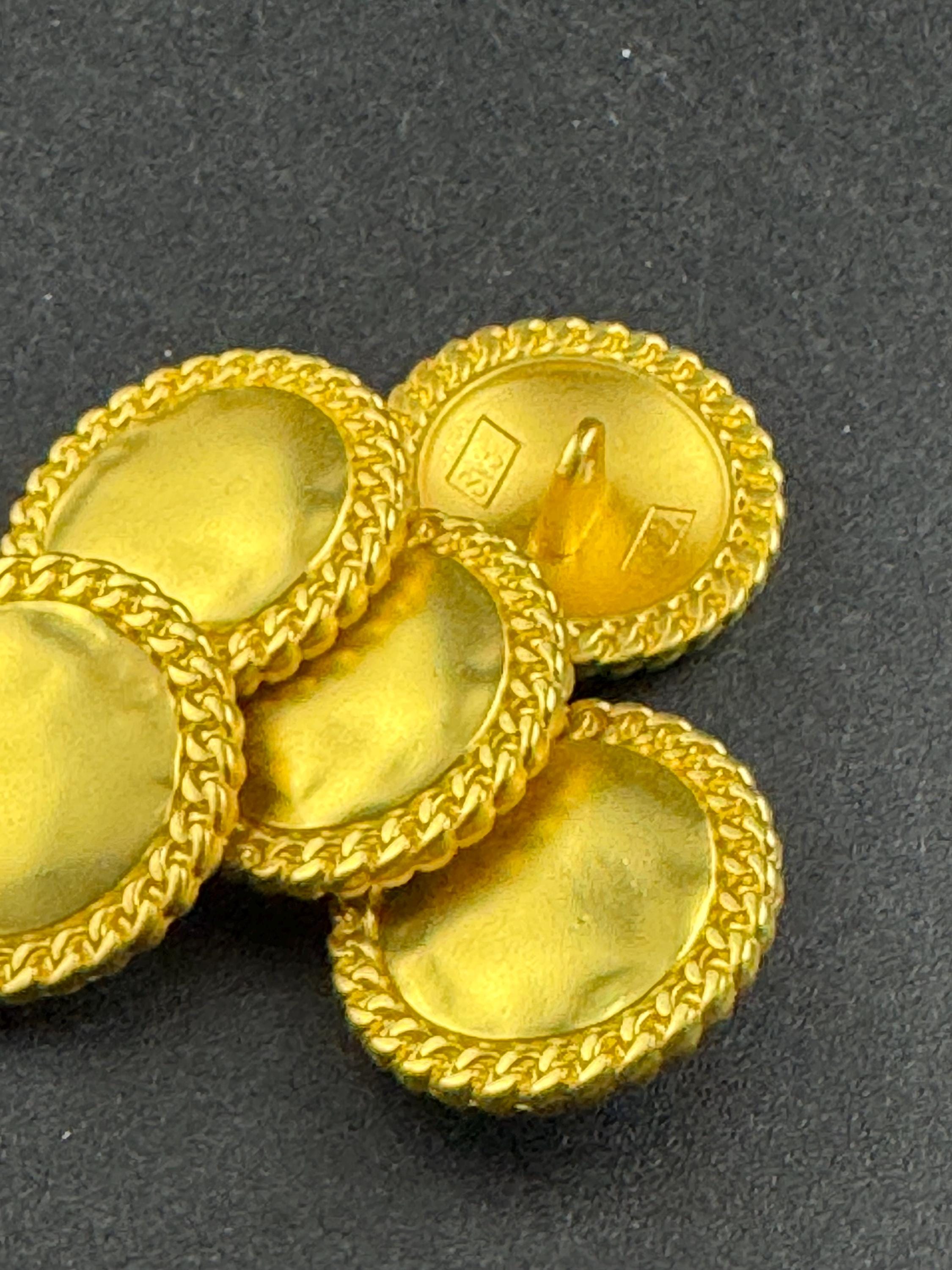 Matt gold chain edge buttons, 3 sizes bright yellow metal