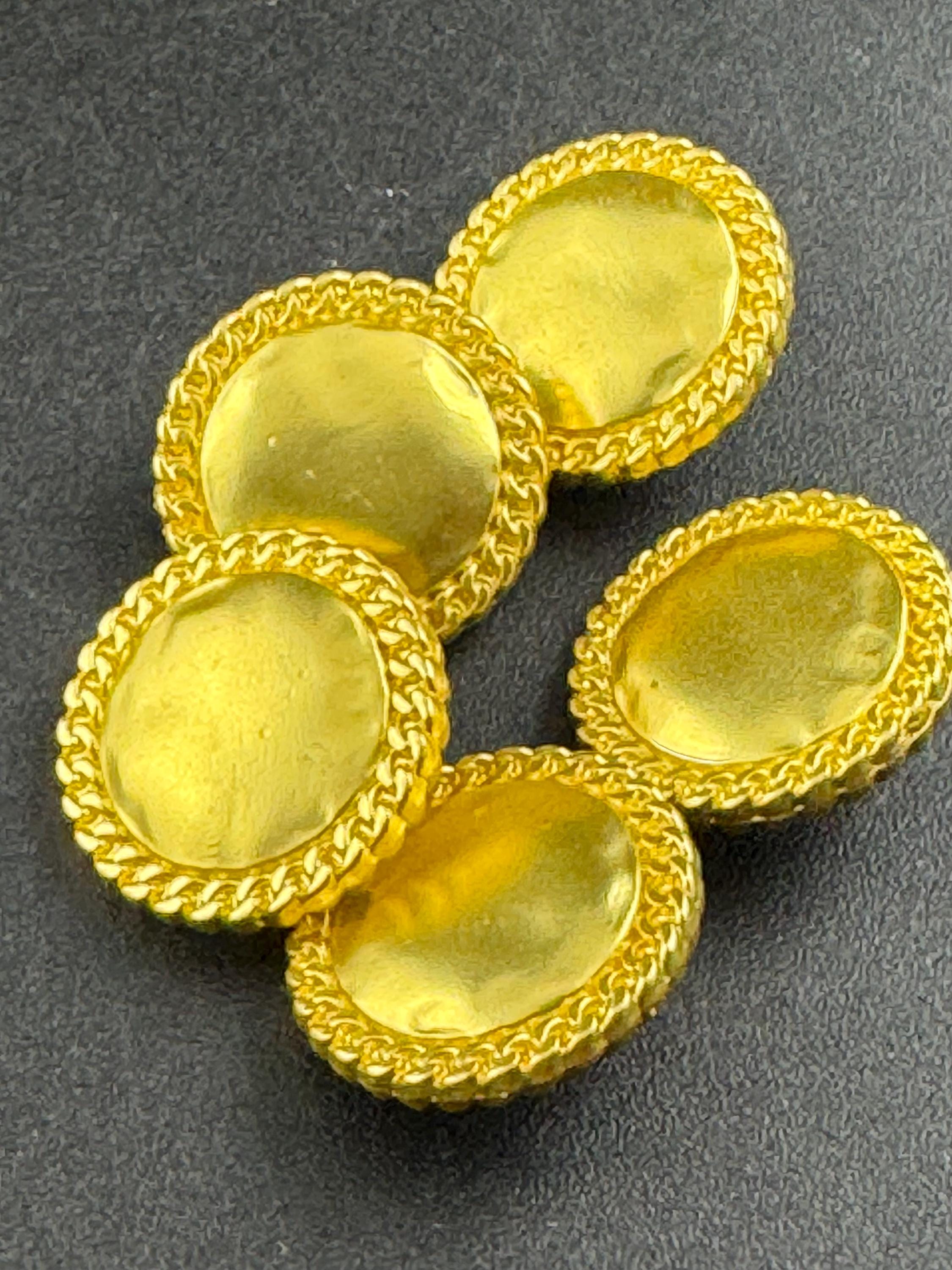 Matt gold chain edge buttons, 3 sizes bright yellow metal