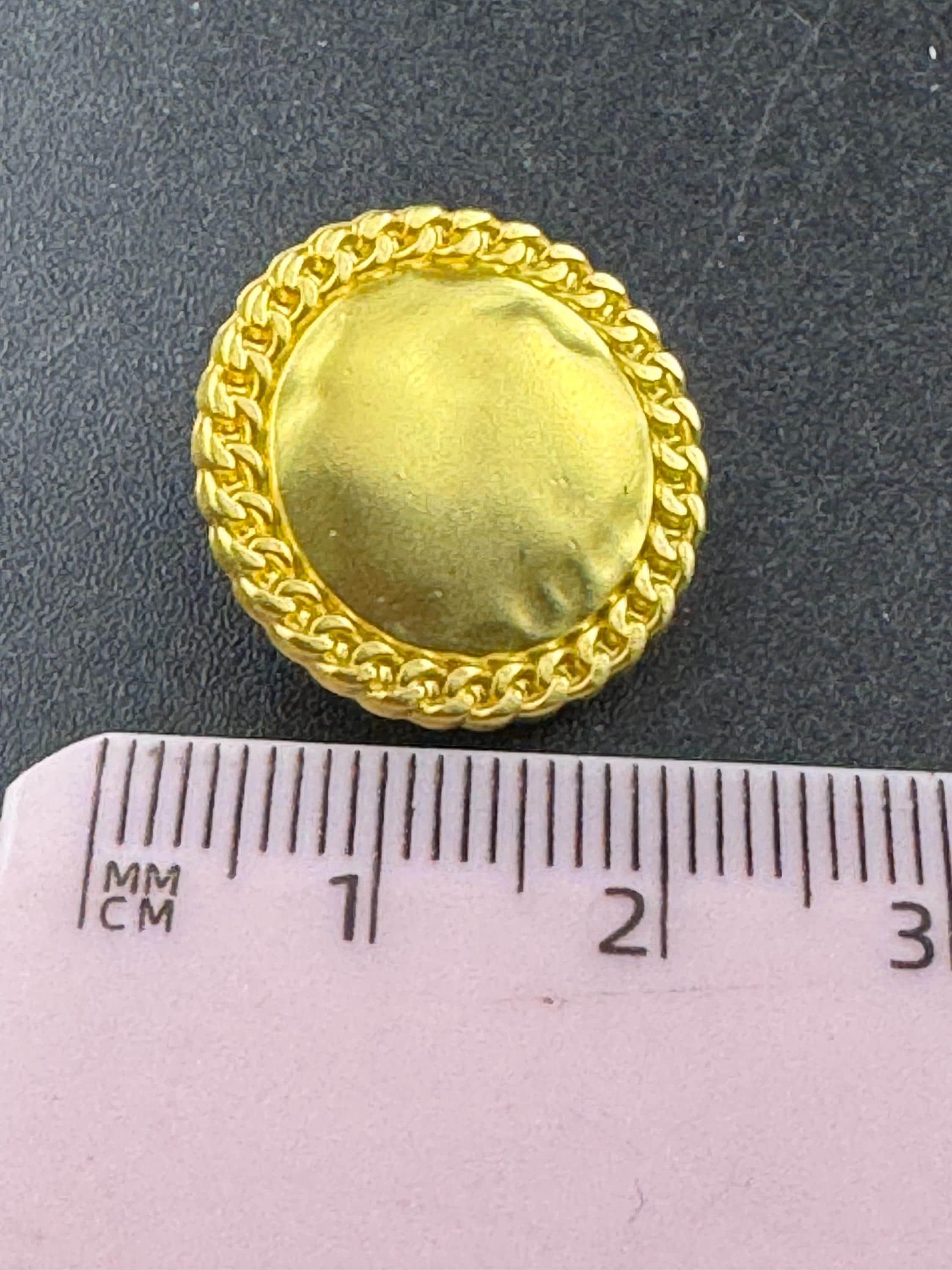 Matt gold chain edge buttons, 3 sizes bright yellow metal
