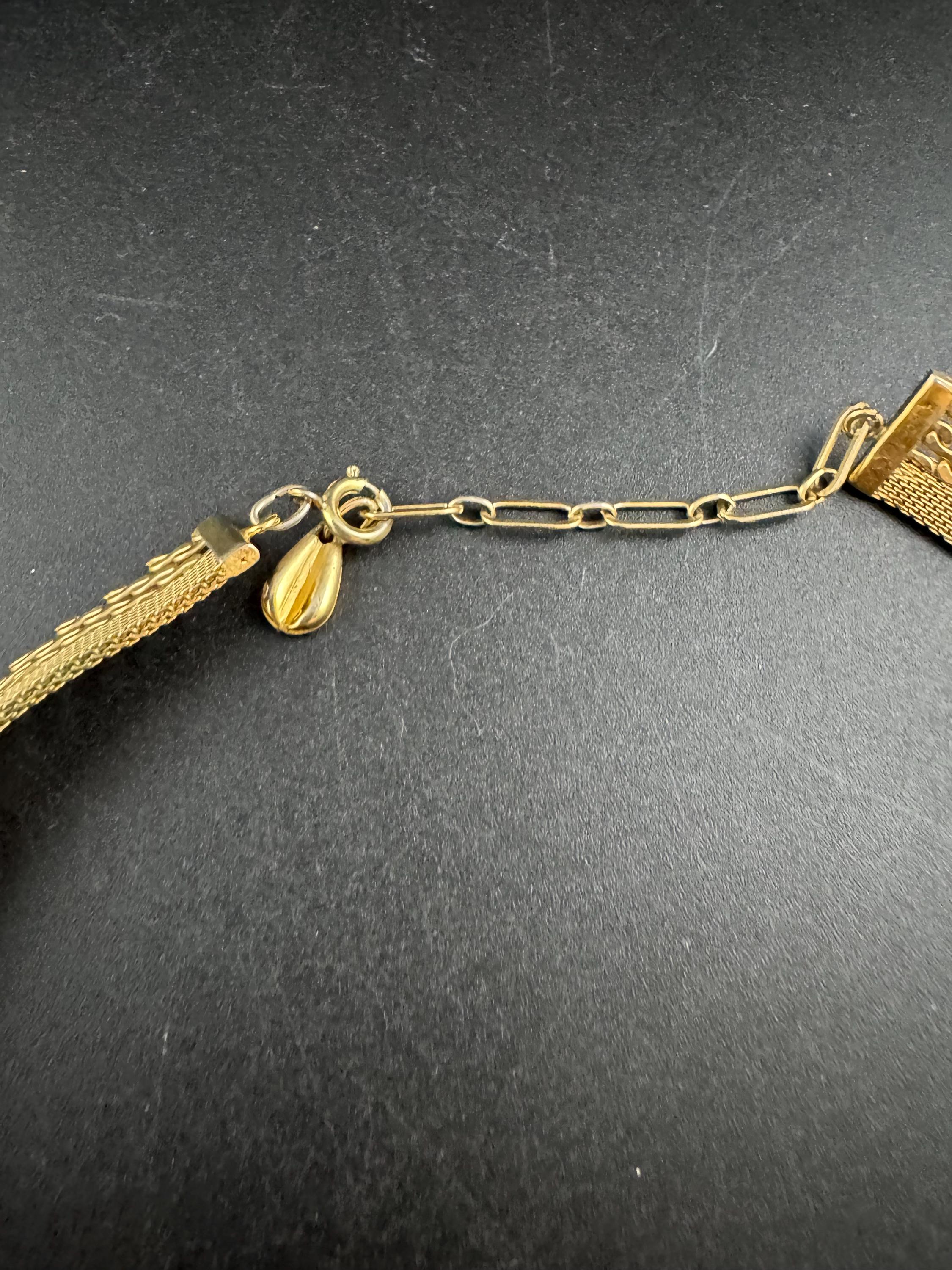 woven mesh gold choker necklace, Vintage 1960s modernist