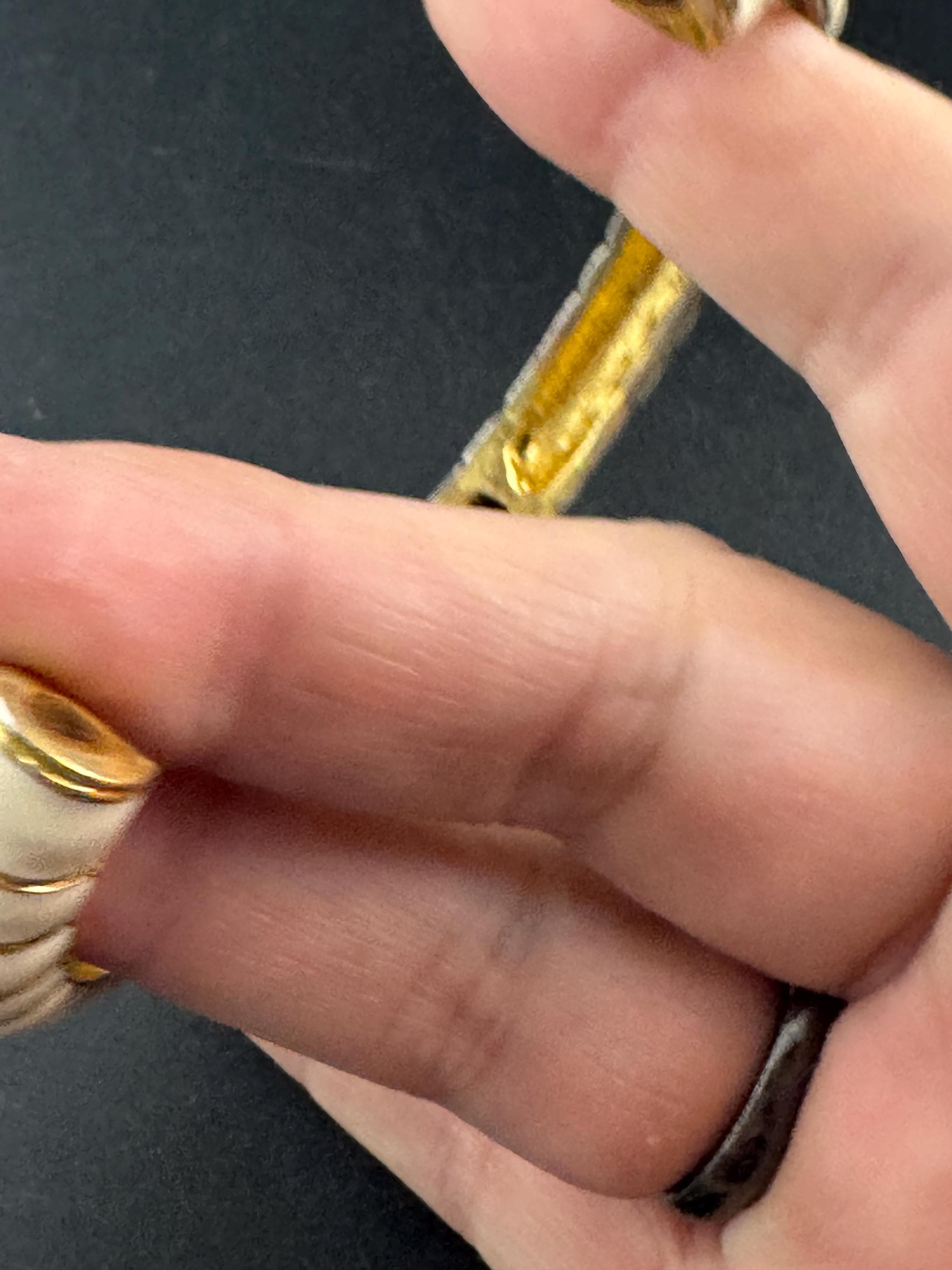 Signed KJL cream enamel clamper bangle, 2006 bracelet by Kenneth j lane