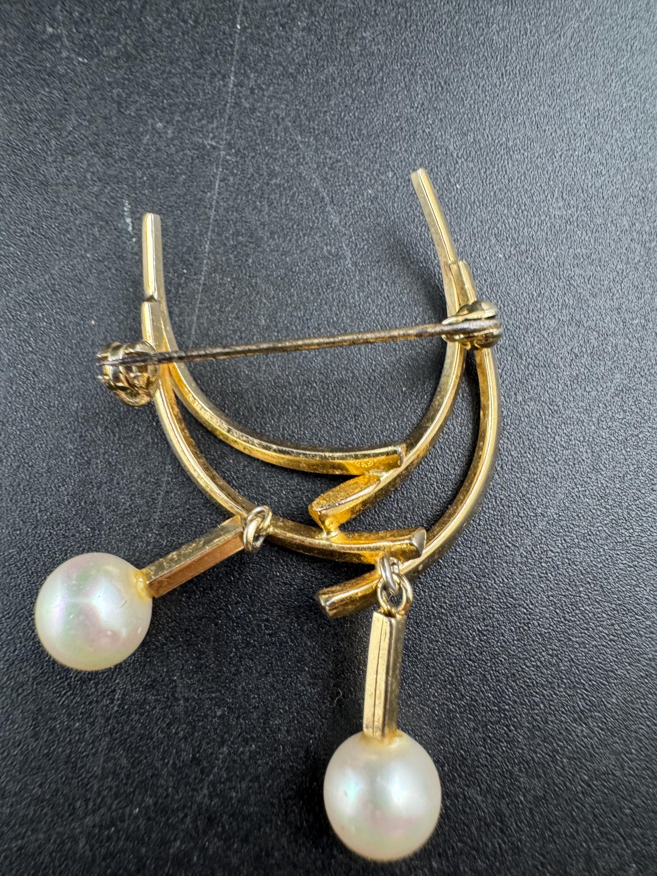 1962 pearl drop brooch by grosse, gold plated , signed and dated