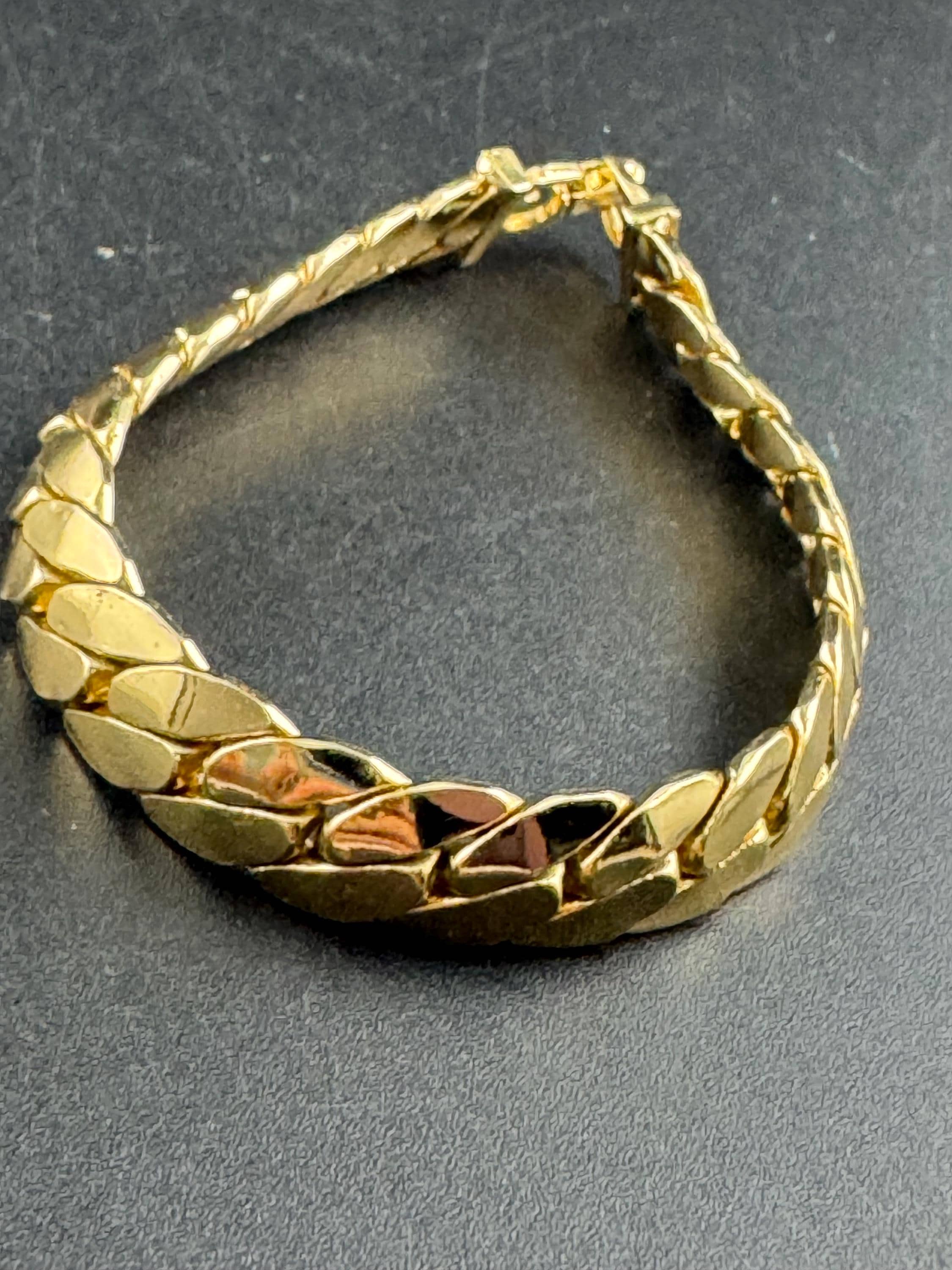 Grosse gold plated curb Bracelet, Modernist signed chain